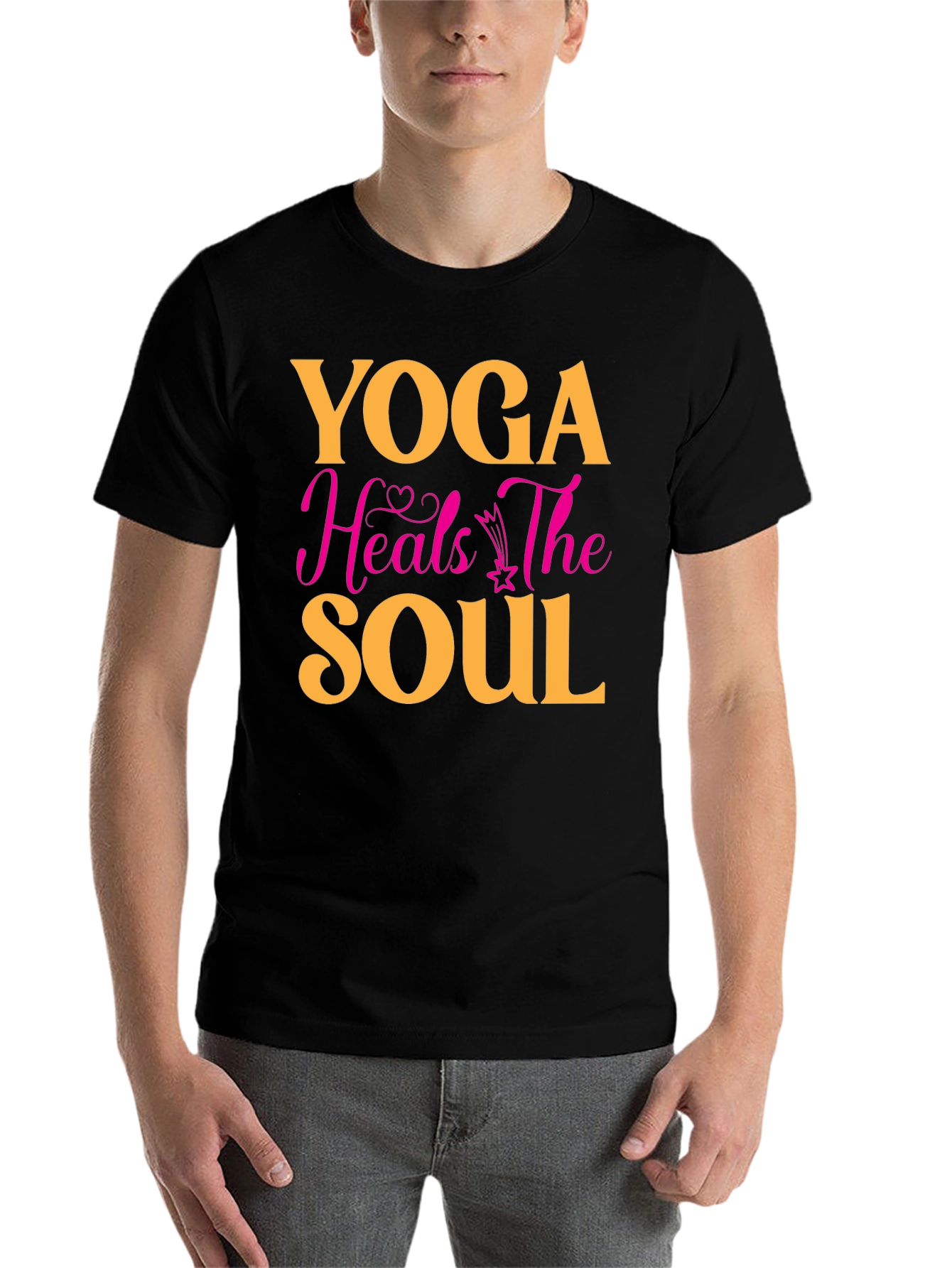 Black Yoga Heals the Soul Graphic T-Shirt view 7