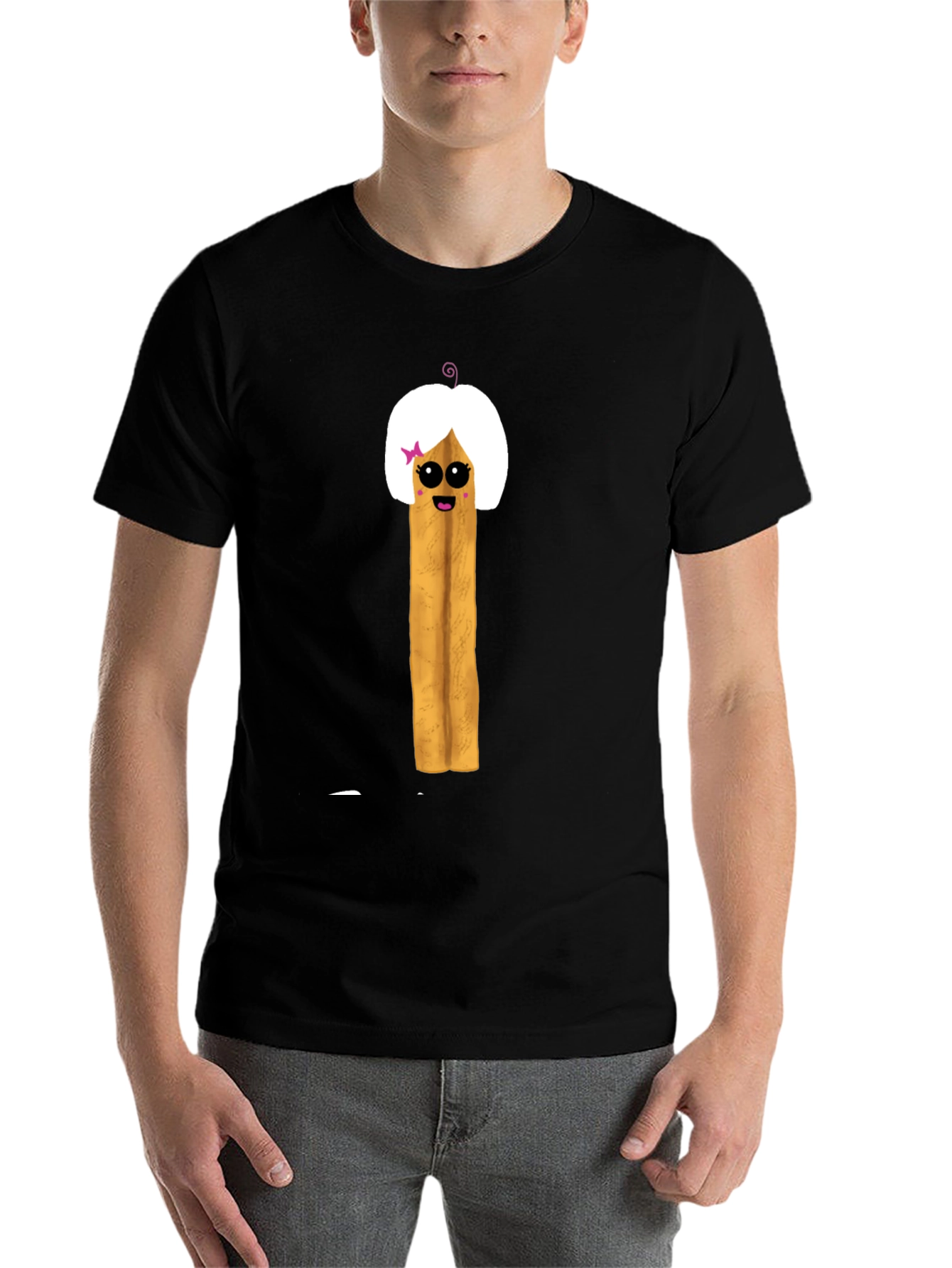 Black Funny French Fry Girl Graphic T-Shirt view 7
