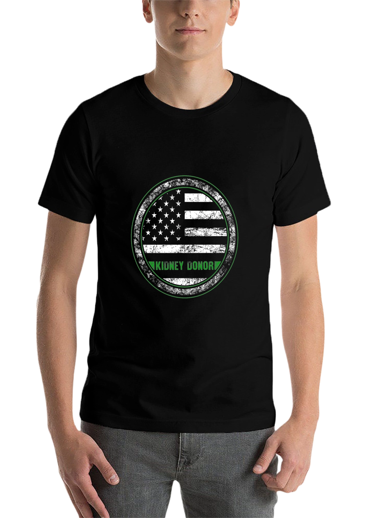 Black Kidney Donor T-Shirt American Flag view 7