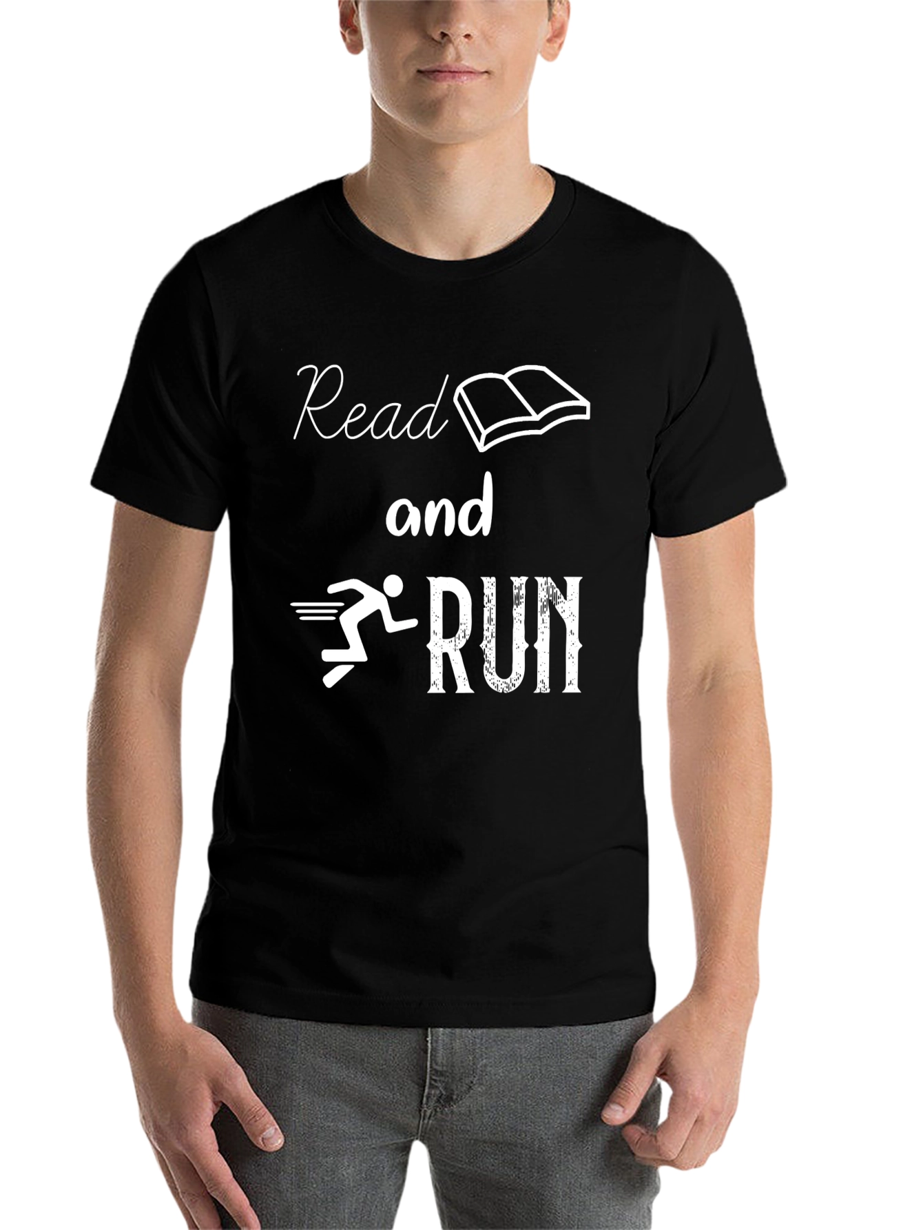 Black Read and Run Graphic Tee - Black Cotton Blend T-Shirt view 7