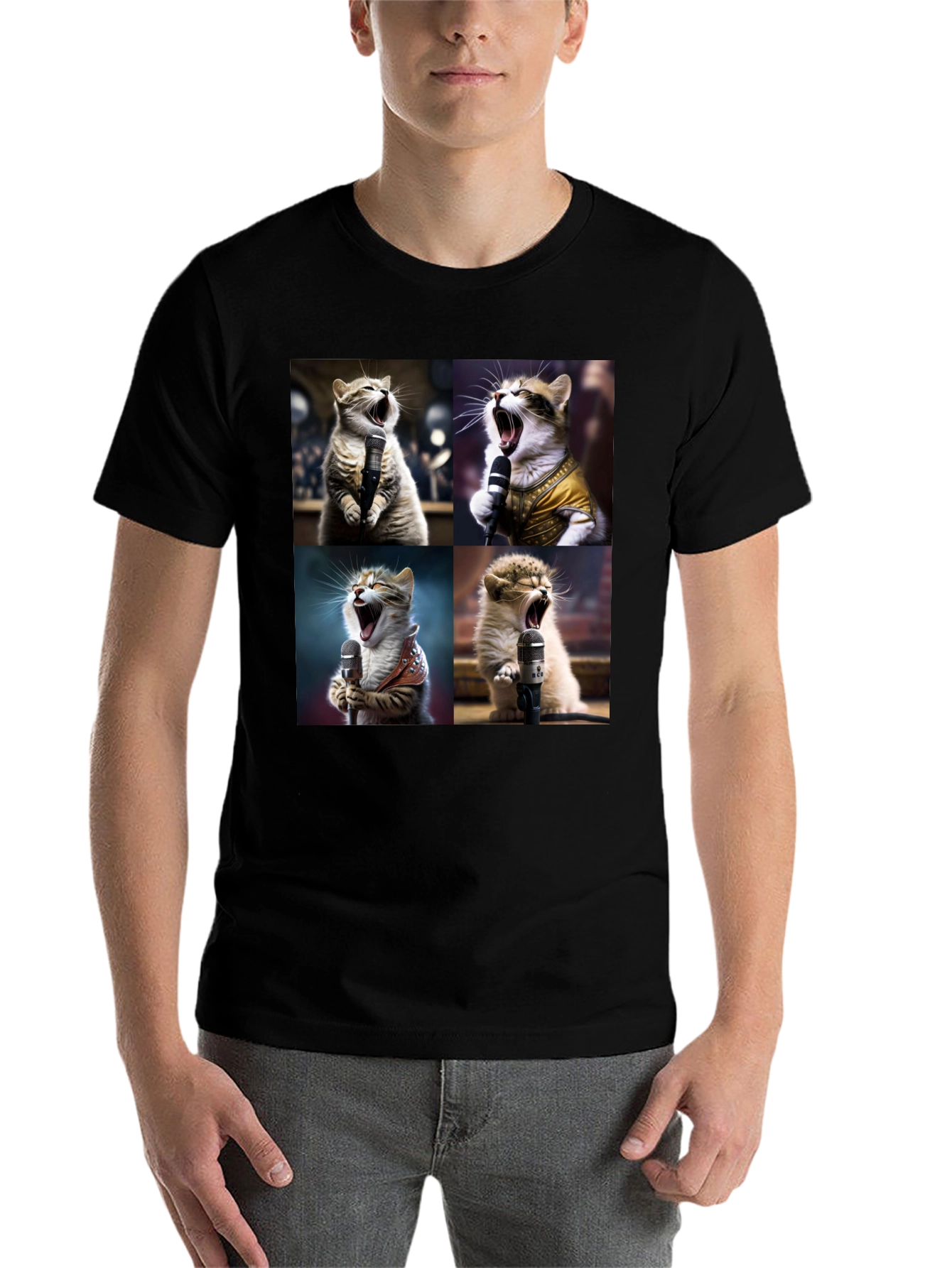 Black Cat Band T-Shirt: Music Loving Cats view 7