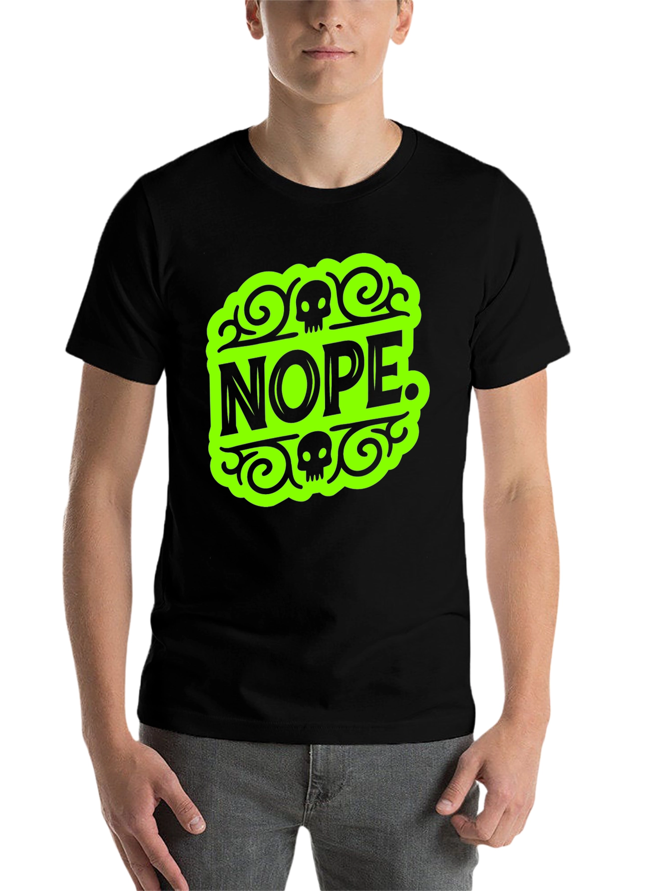 Black Nope Skull Graphic T-Shirt - Black Tee view 7