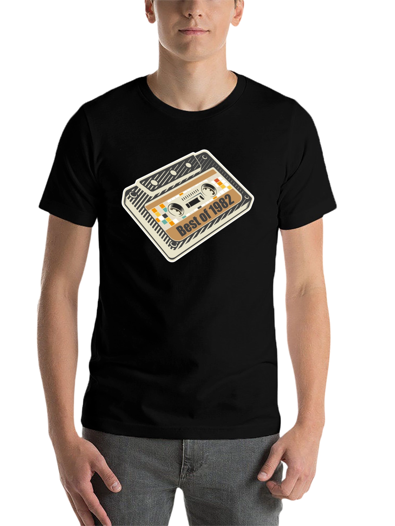 Black Retro 1982 Cassette Tape Graphic Tee view 7