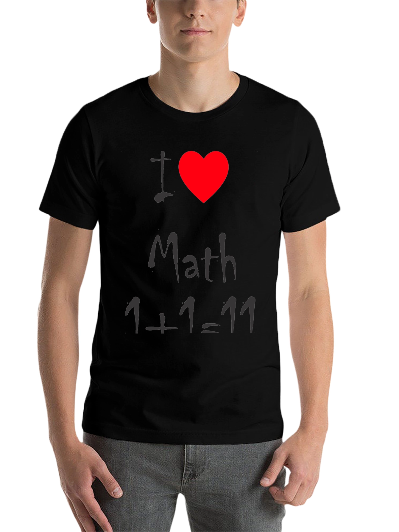 Black I Heart Math Funny T-Shirt view 7