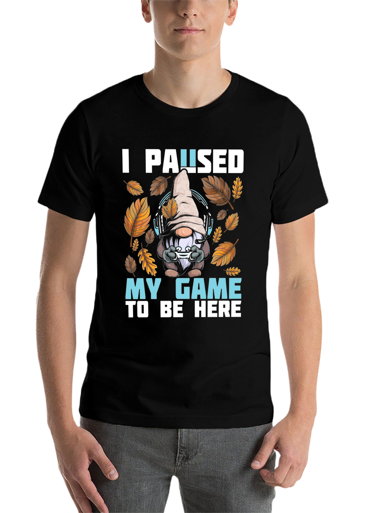 Black Gamer Gnome T-Shirt: I Paused My Game To Be Here view 7