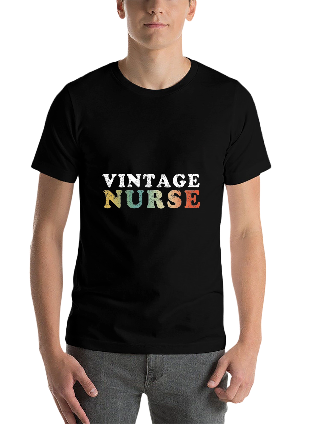 Black Vintage Nurse Graphic T-Shirt - Classic Retro Style view 7