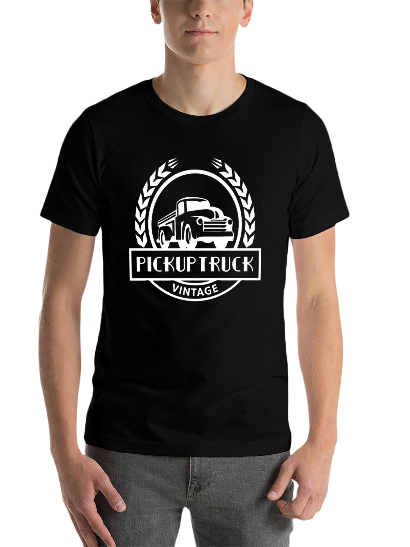 Black Vintage Pickup Truck Graphic Tee - Classic Style view 7