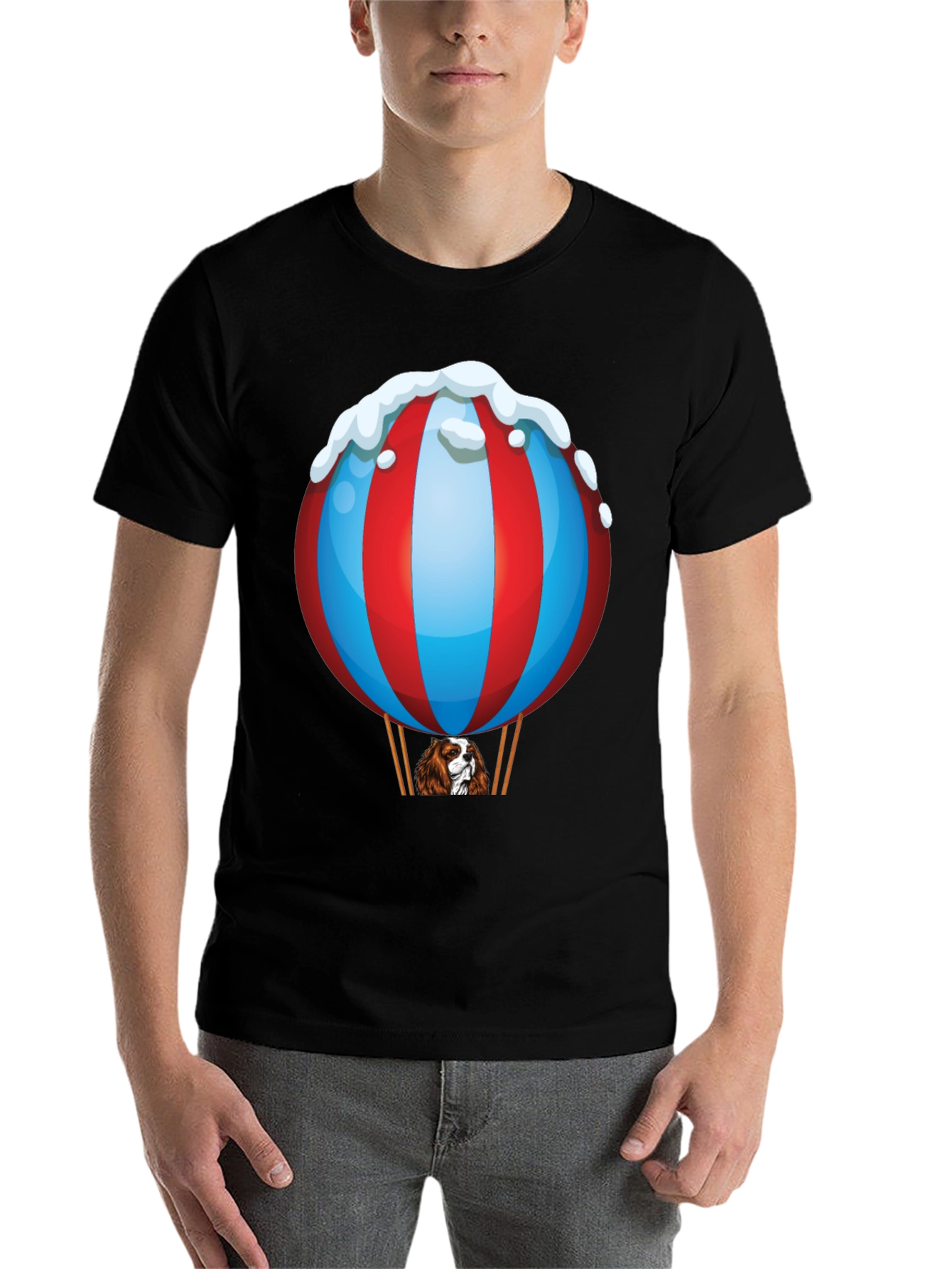Black Dog in Hot Air Balloon T-Shirt view 7