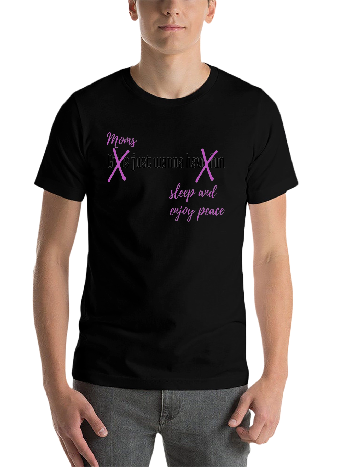 Black Moms Wanna Sleep & Peace T-Shirt - Fun Graphic Tee view 7
