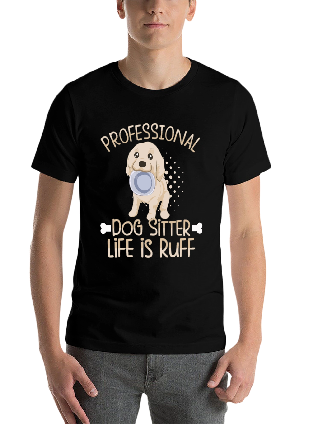 Black Dog Sitter T-Shirt - Life Is Ruff view 7