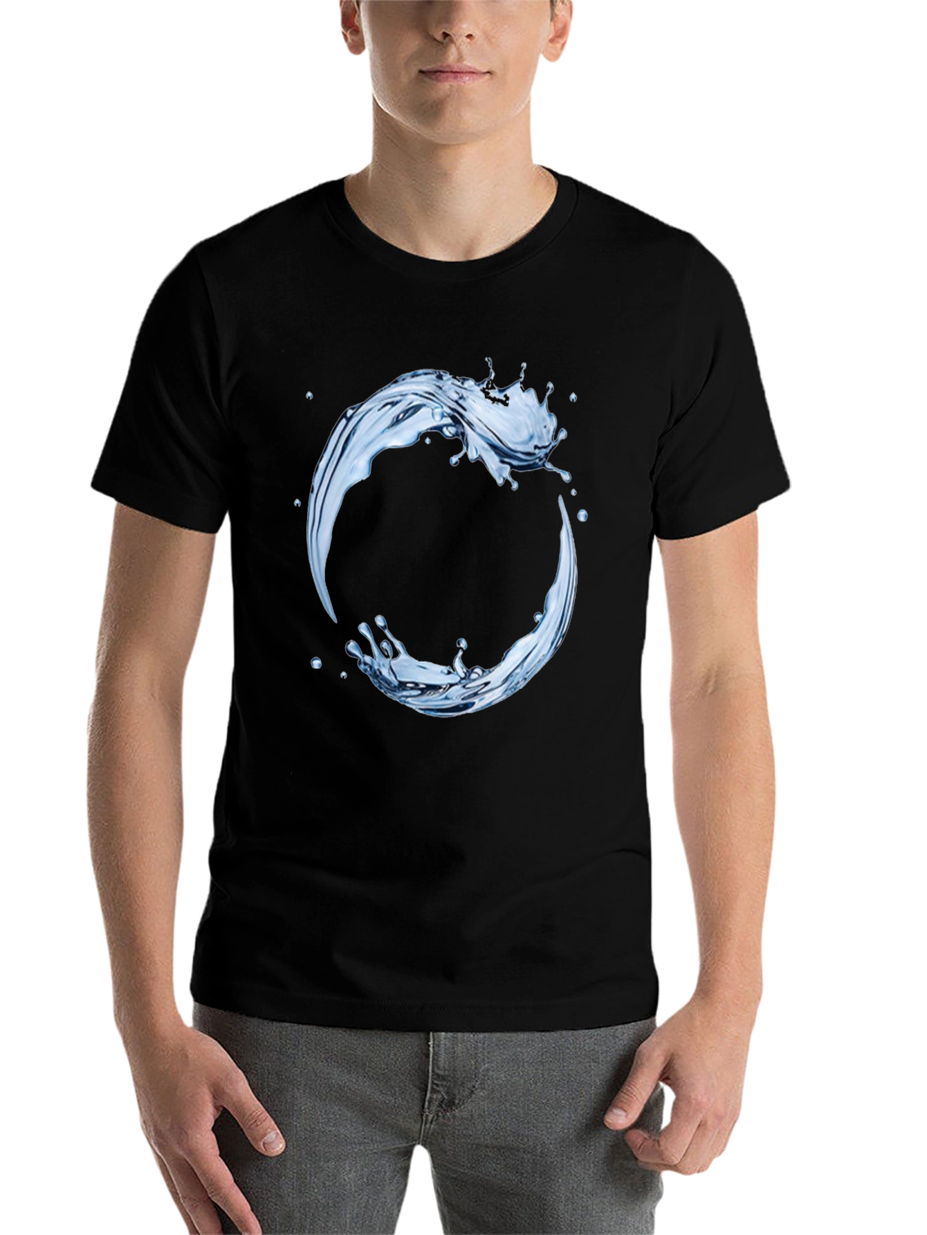 Black Water Splash Graphic Tee - Circular Design view 7
