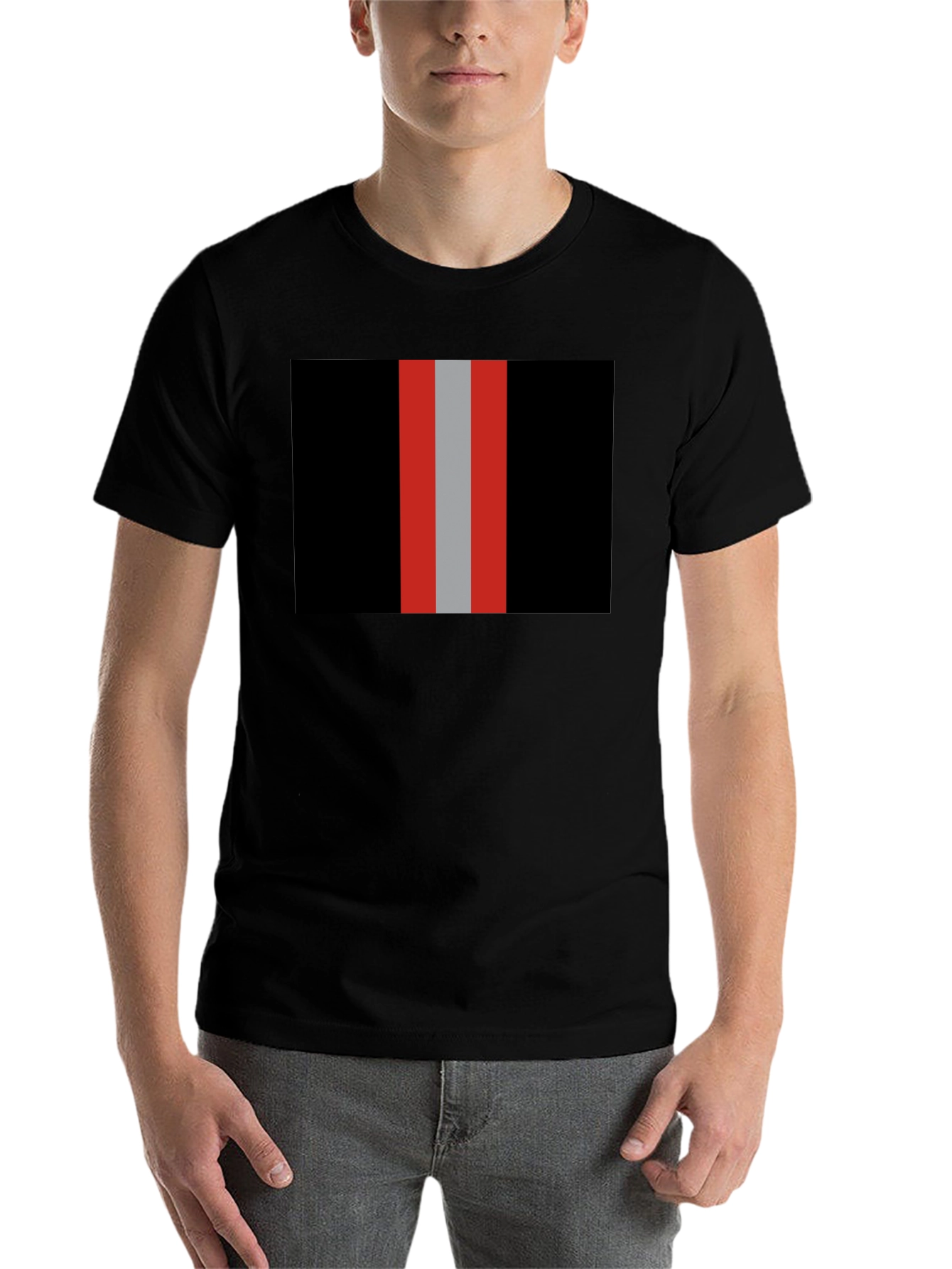 Black Striped Graphic Tee - Black with Bold Stripes view 7