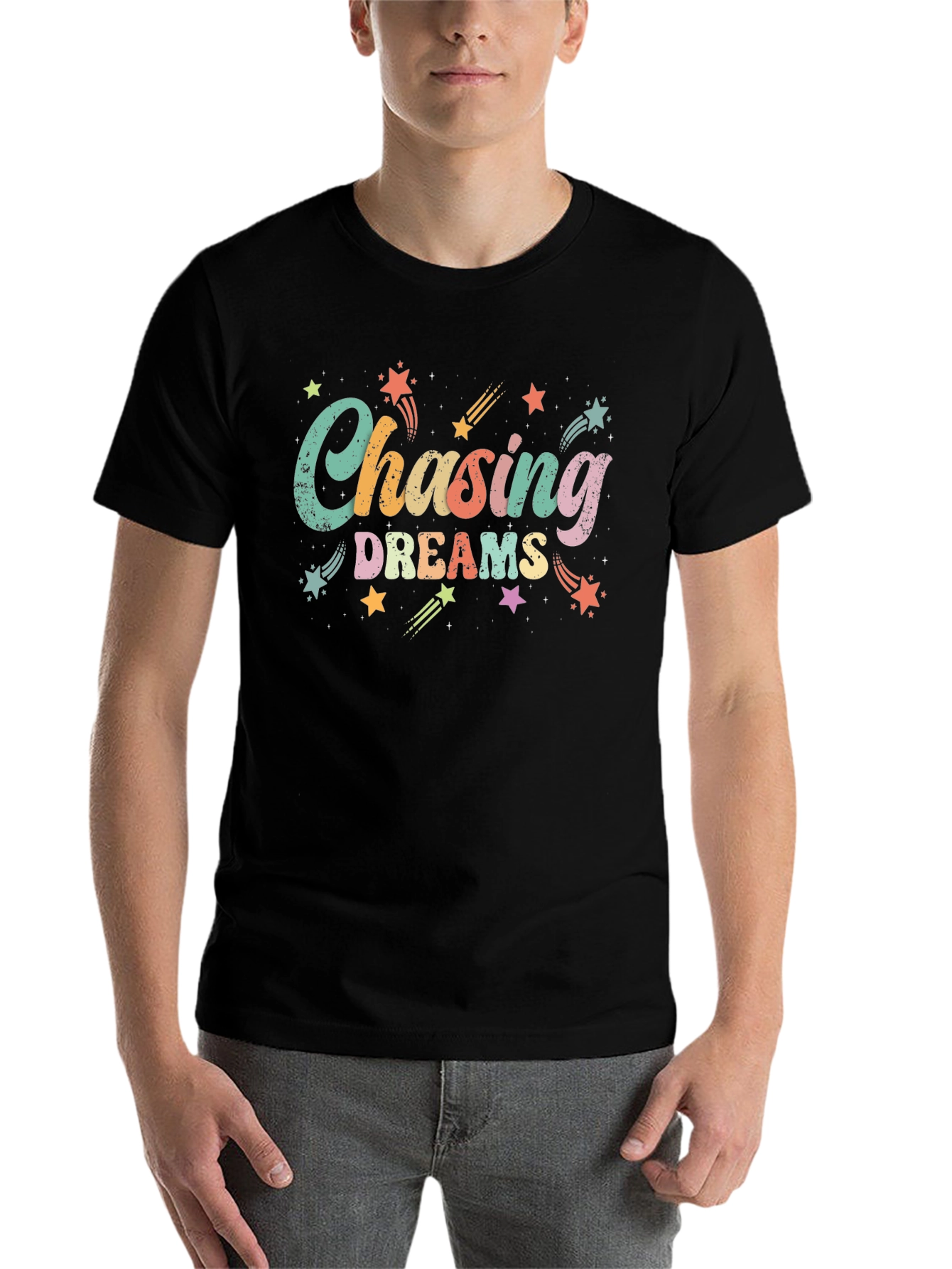 Black Chasing Dreams Graphic Tee - Black Cotton T-Shirt view 7