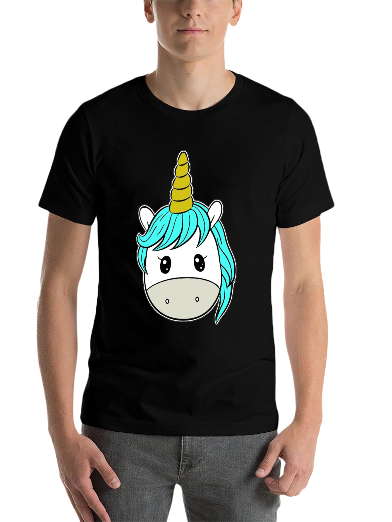 Black Unicorn Graphic Tee - Black Cotton T-Shirt view 7