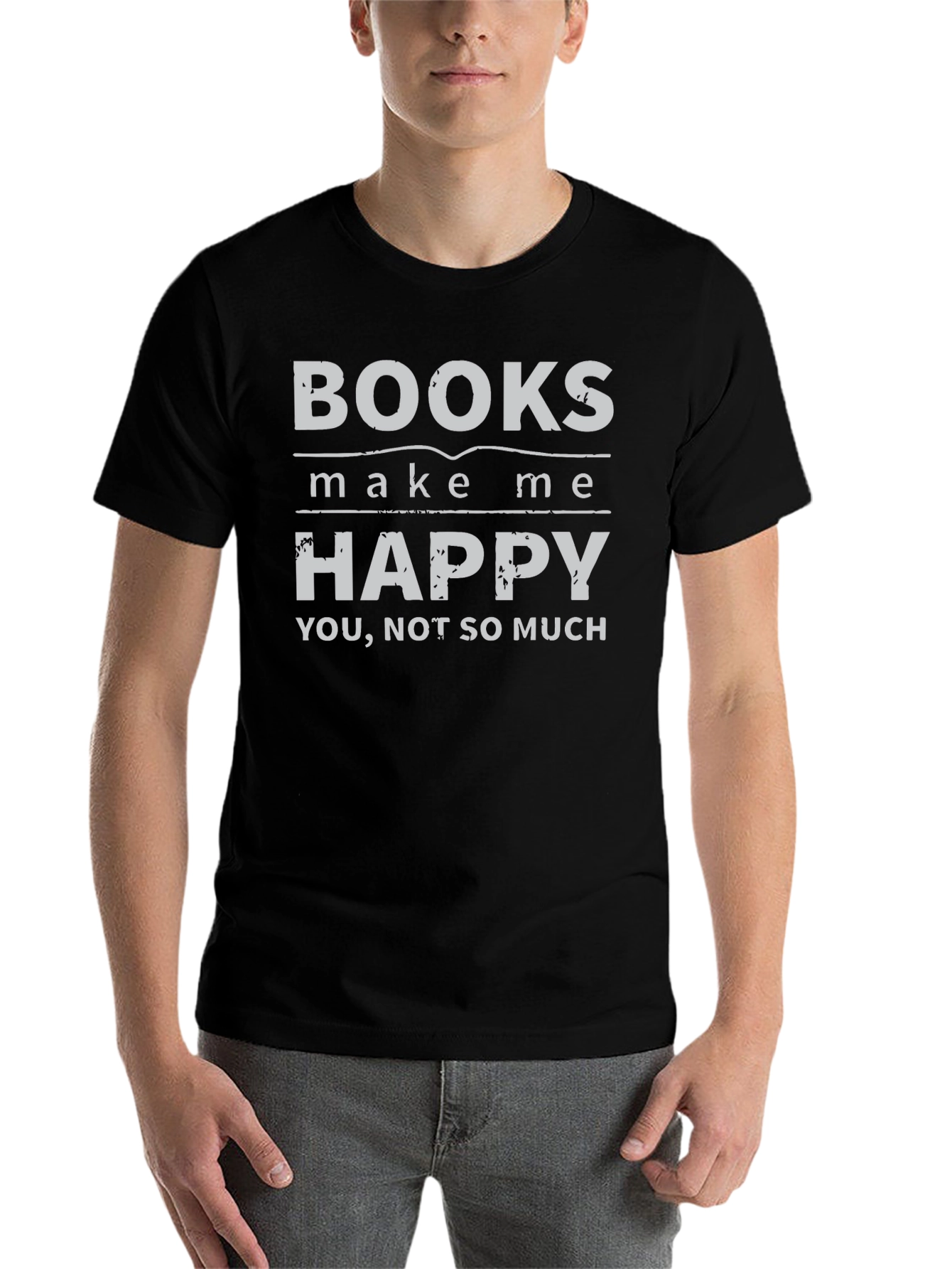 Black Funny Books Make Me Happy T-Shirt view 7