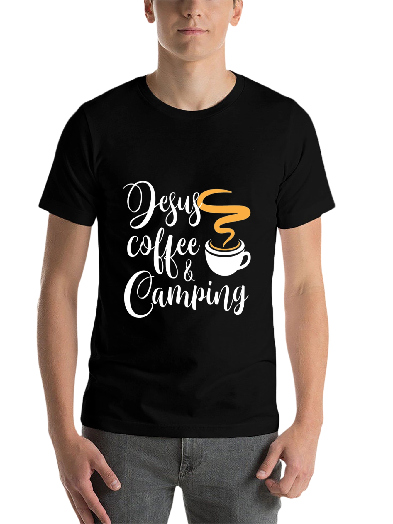 Black Jesus Coffee Camping Graphic Tee view 7