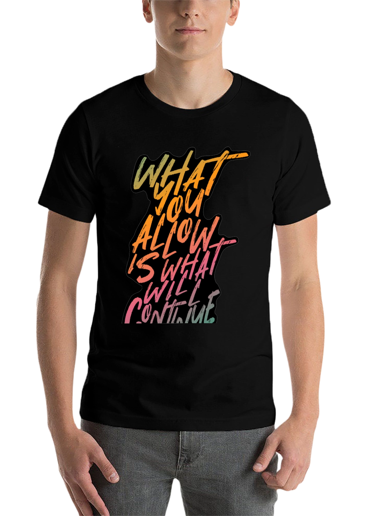 Black Inspirational Graphic Tee - What You Allow view 7