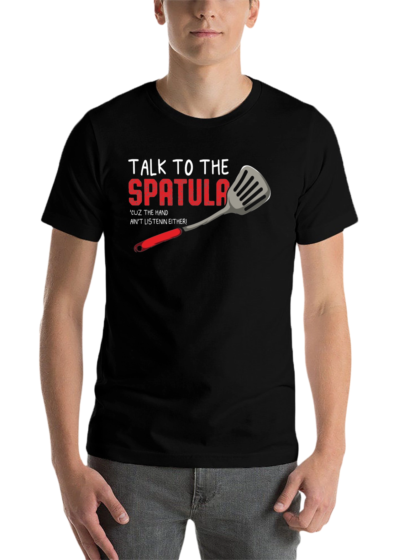 Black Talk to the Spatula T-Shirt - Funny Kitchen Humor Tee view 7