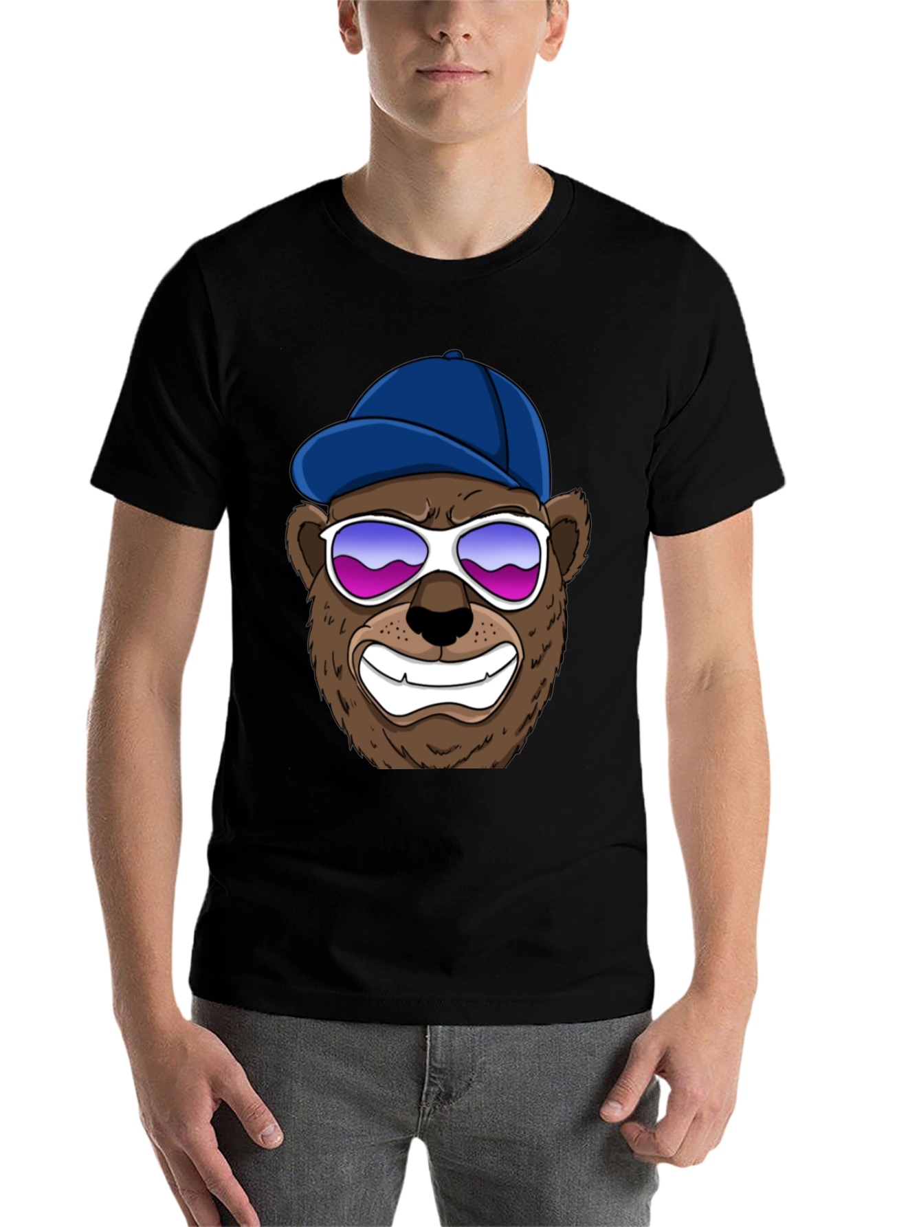Black Cool Bear Graphic Tee - Black view 7