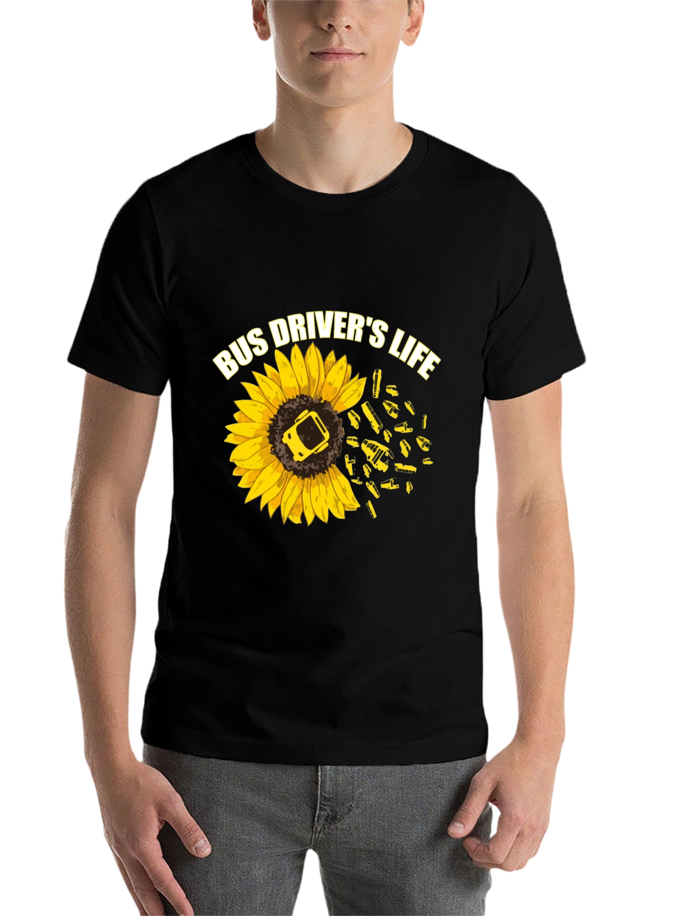 Black Bus Driver's Life Sunflower Graphic T-Shirt view 7