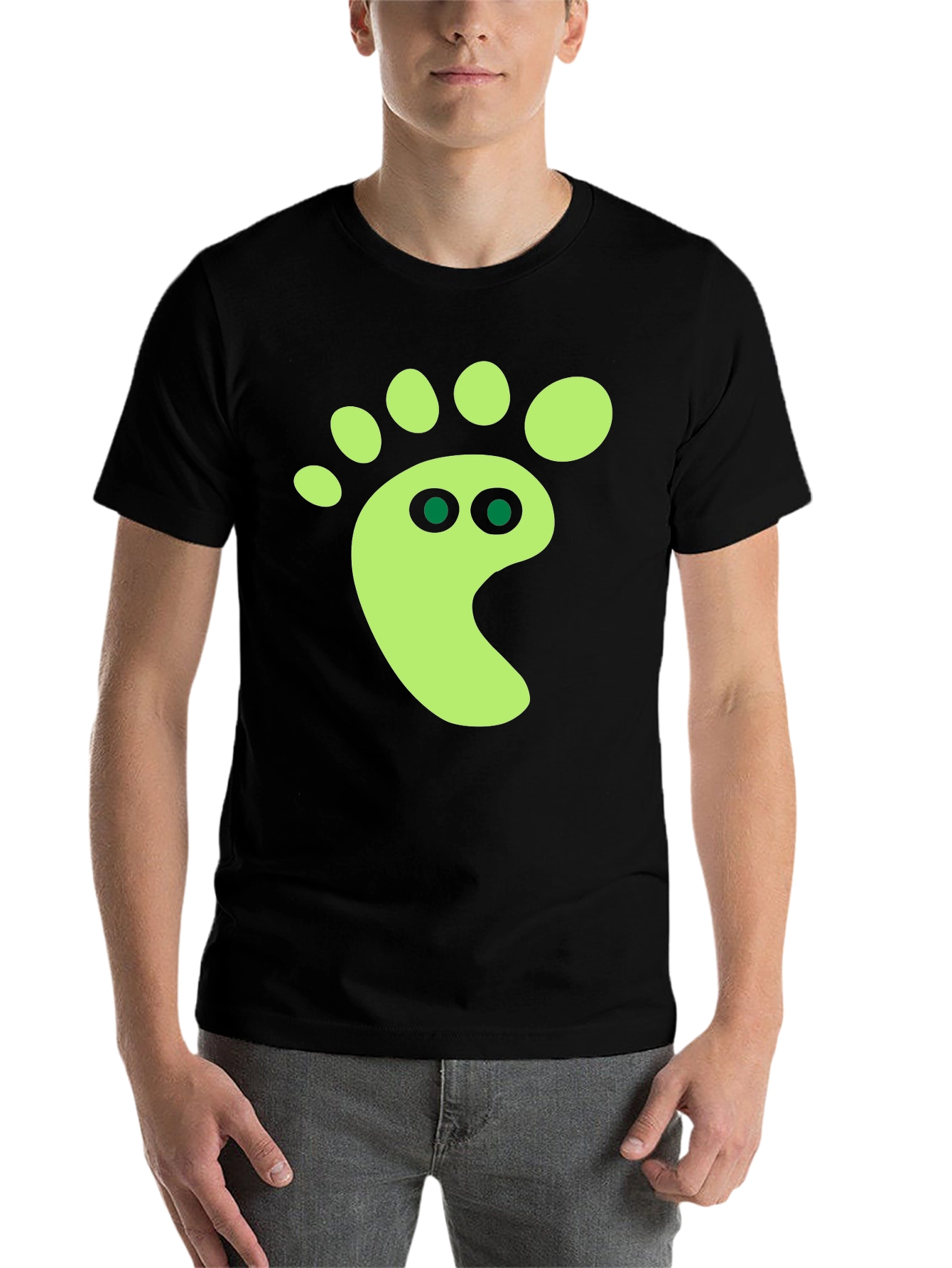 Black Funky Footprint Graphic Tee - Black Cotton Shirt view 7
