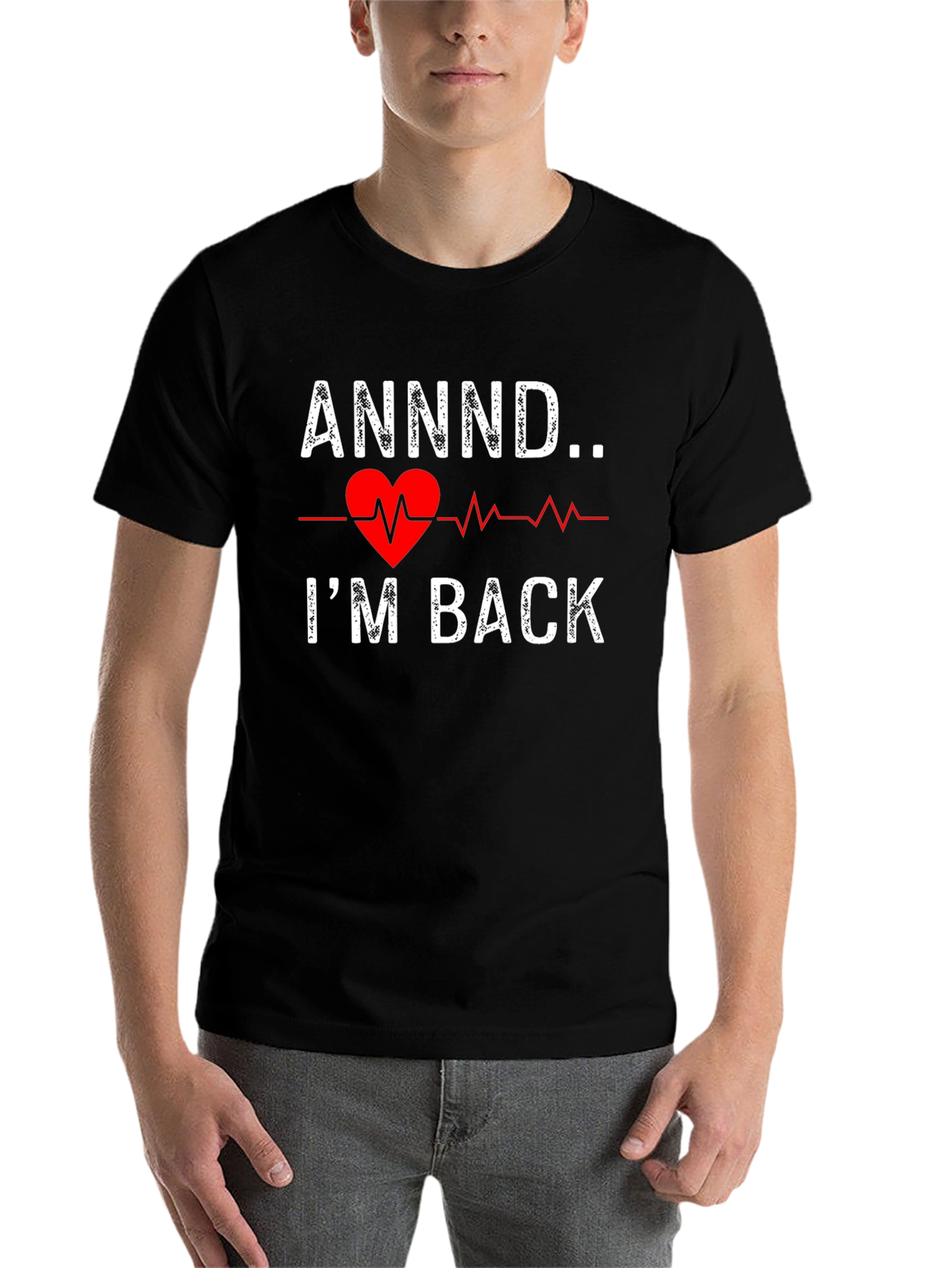Black I'm Back Heartbeat Graphic Tee view 7