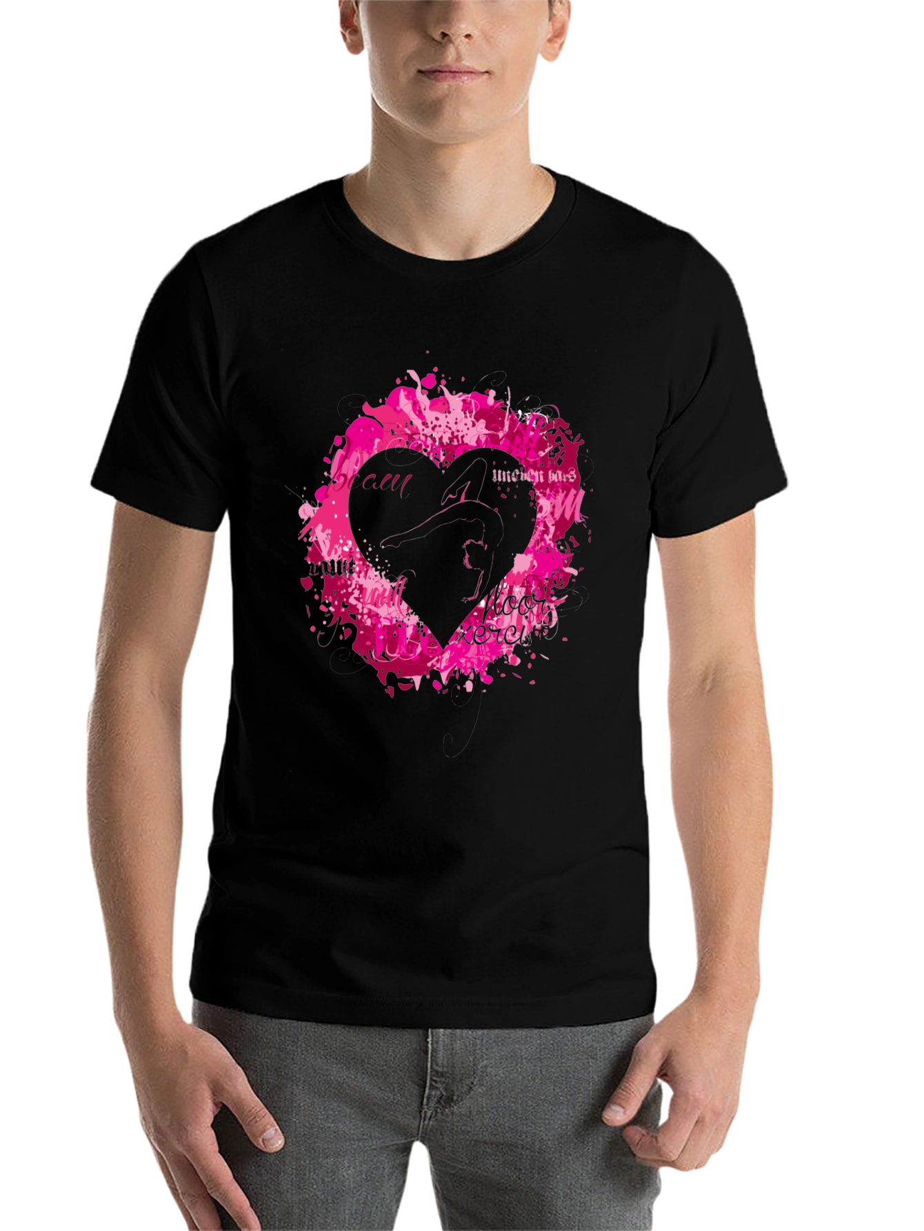 Black Black T-Shirt with Heart Graphic view 7