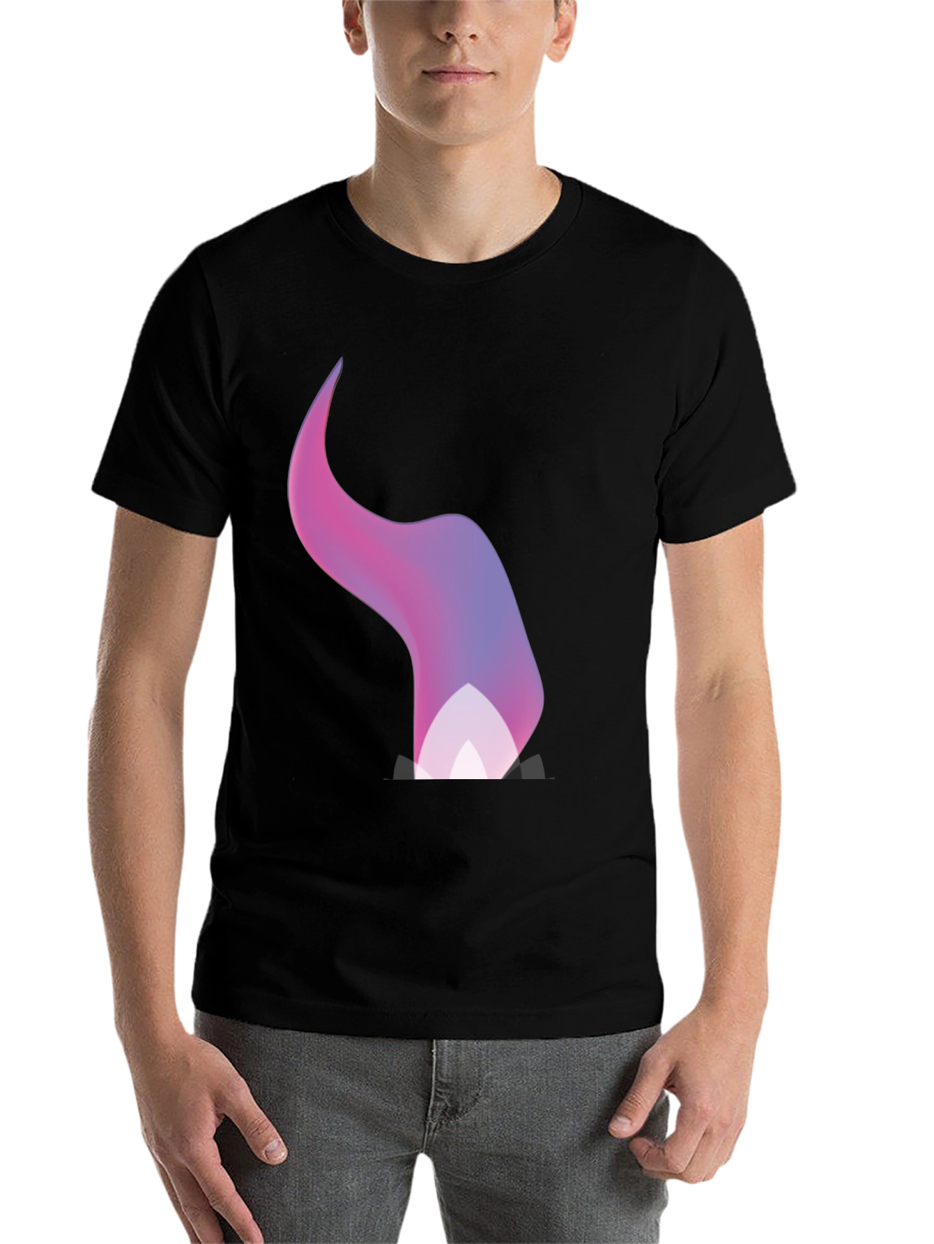 Black Gradient Flame Graphic Black T-Shirt view 7