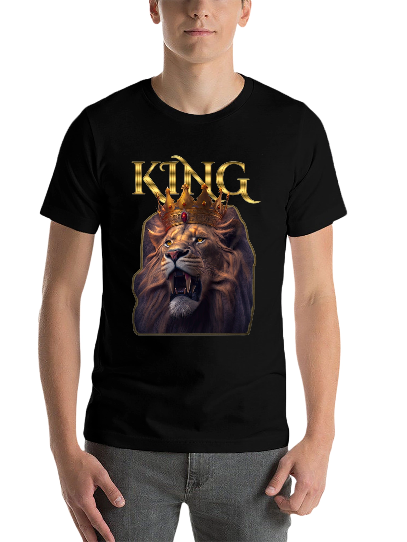 Black King Lion Graphic Tee - Black T-Shirt view 7