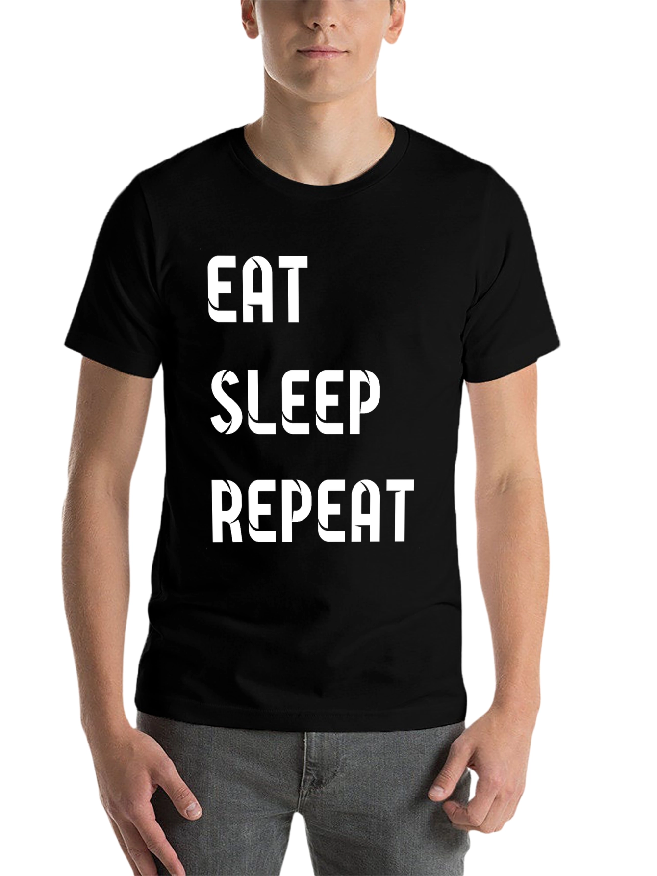 Black Eat Sleep Repeat Black T-Shirt view 7
