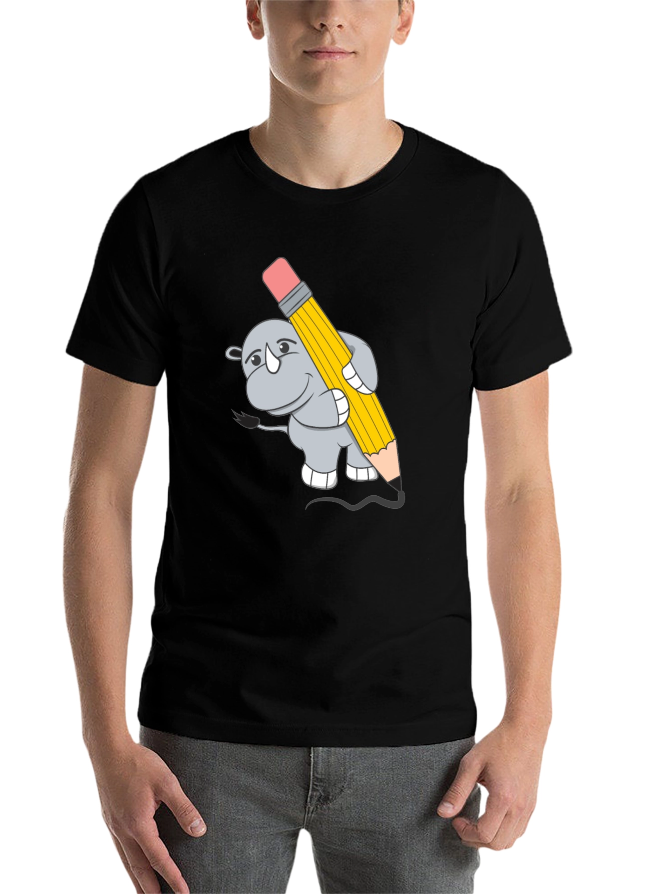 Black Rhino Artist Tee - Cartoon Animal Graphic T-Shirt view 7