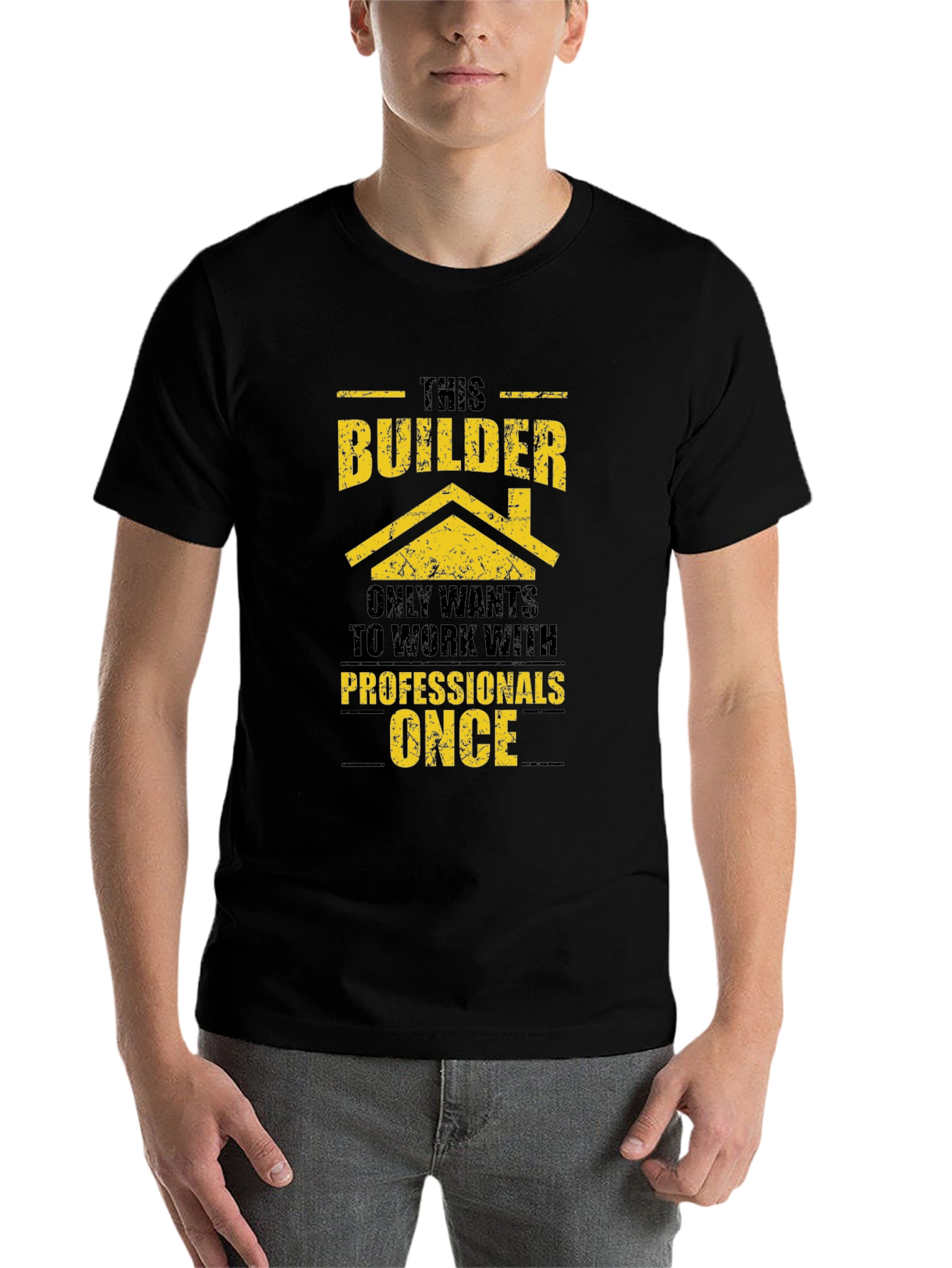 Black Builder Humor T-Shirt - Professional Work Only Once view 7