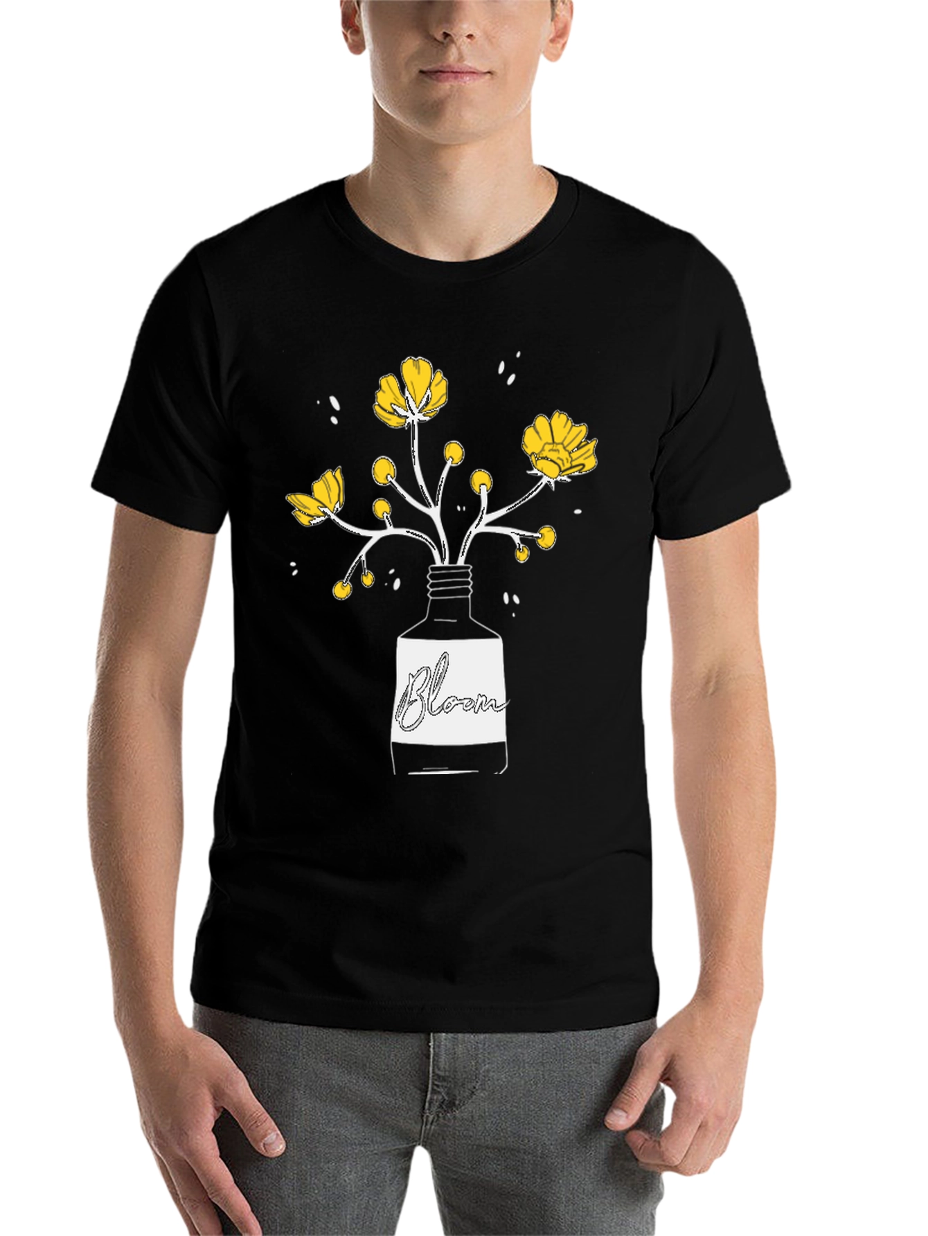 Black Bloom Graphic T-Shirt - Black Cotton Tee view 7