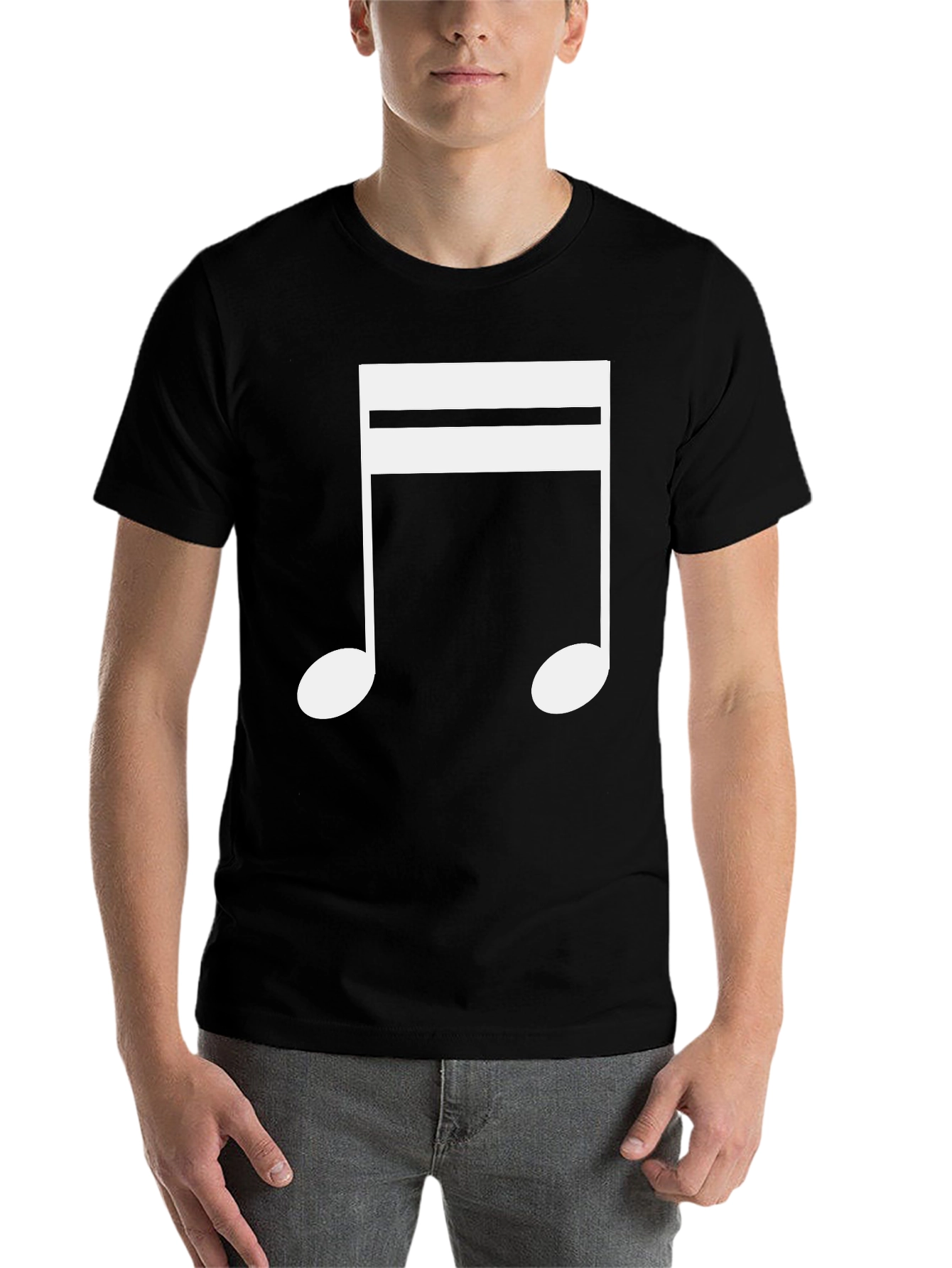 Black Music Note Graphic Tee - Black Cotton T-Shirt view 7