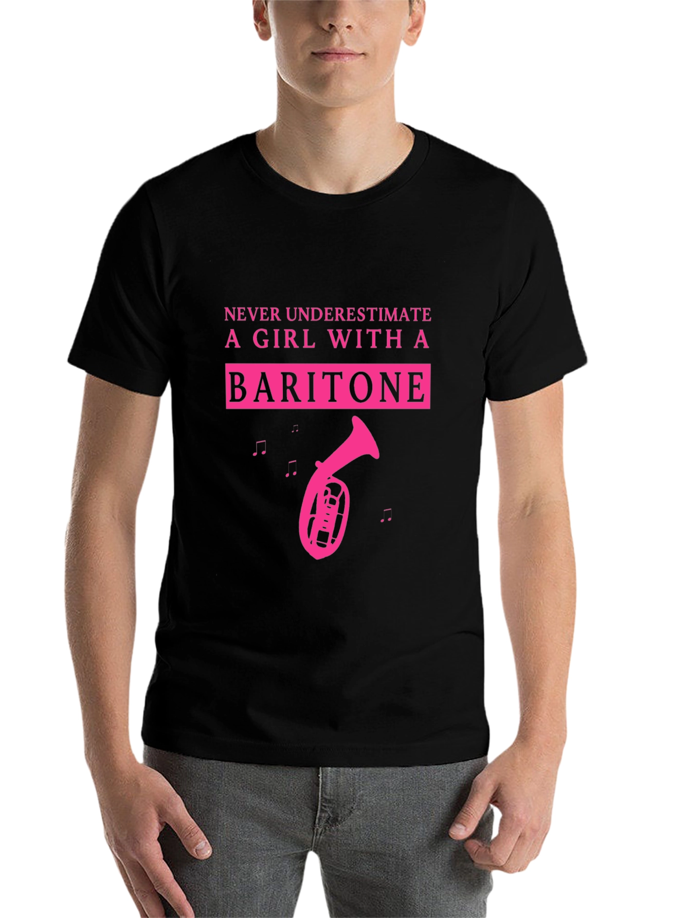 Black Baritone Girl T-Shirt - Musical Instrument Tee view 7