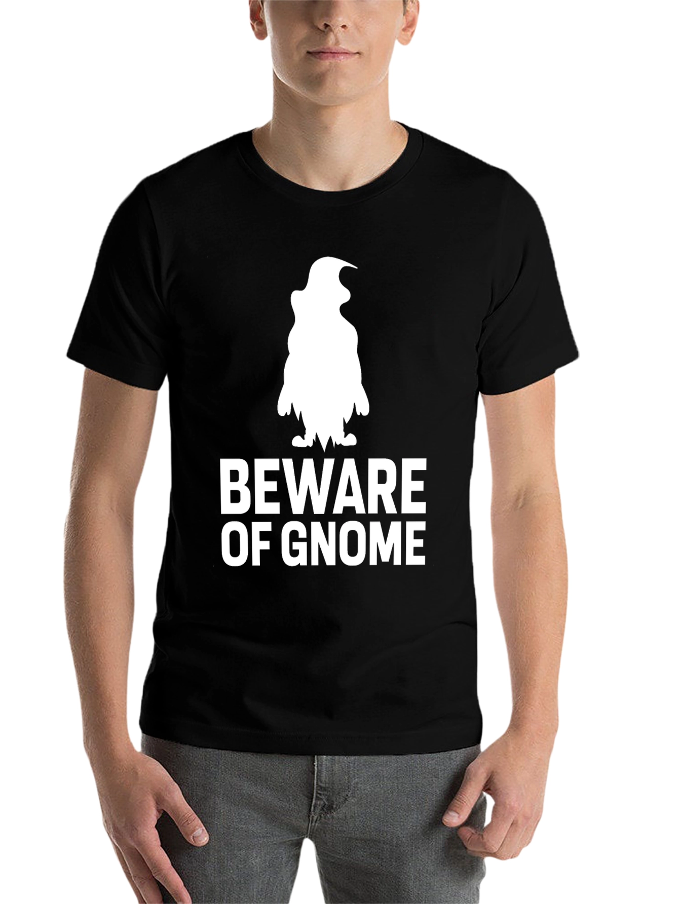Black Beware of Gnome Graphic T-Shirt - Black view 7
