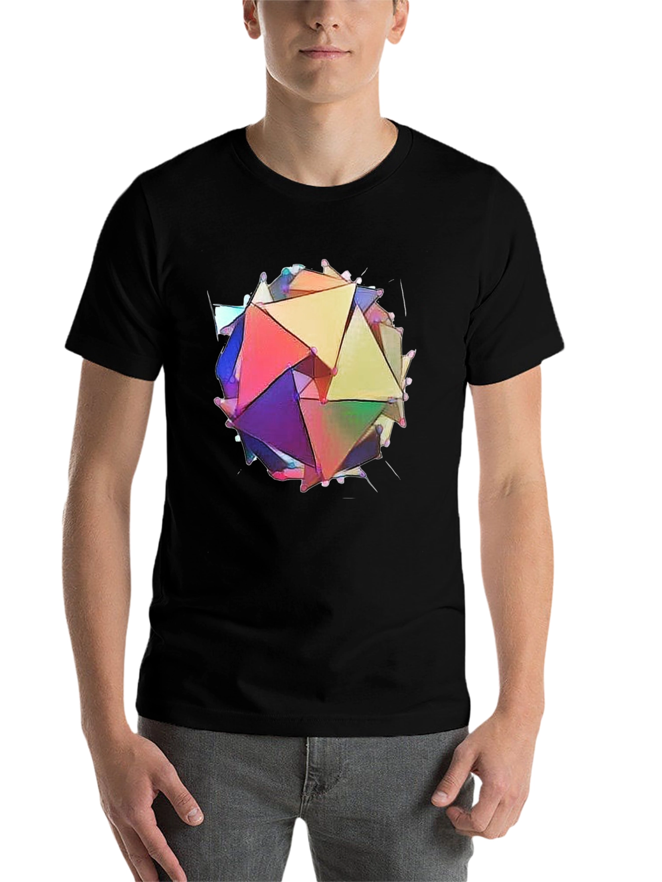 Black Abstract Geometric Prism Tee view 7