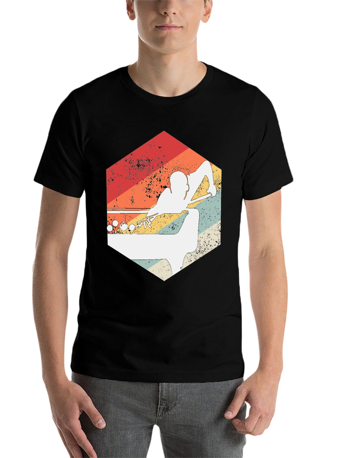 Retro Billiards Player Graphic Tee - 7
