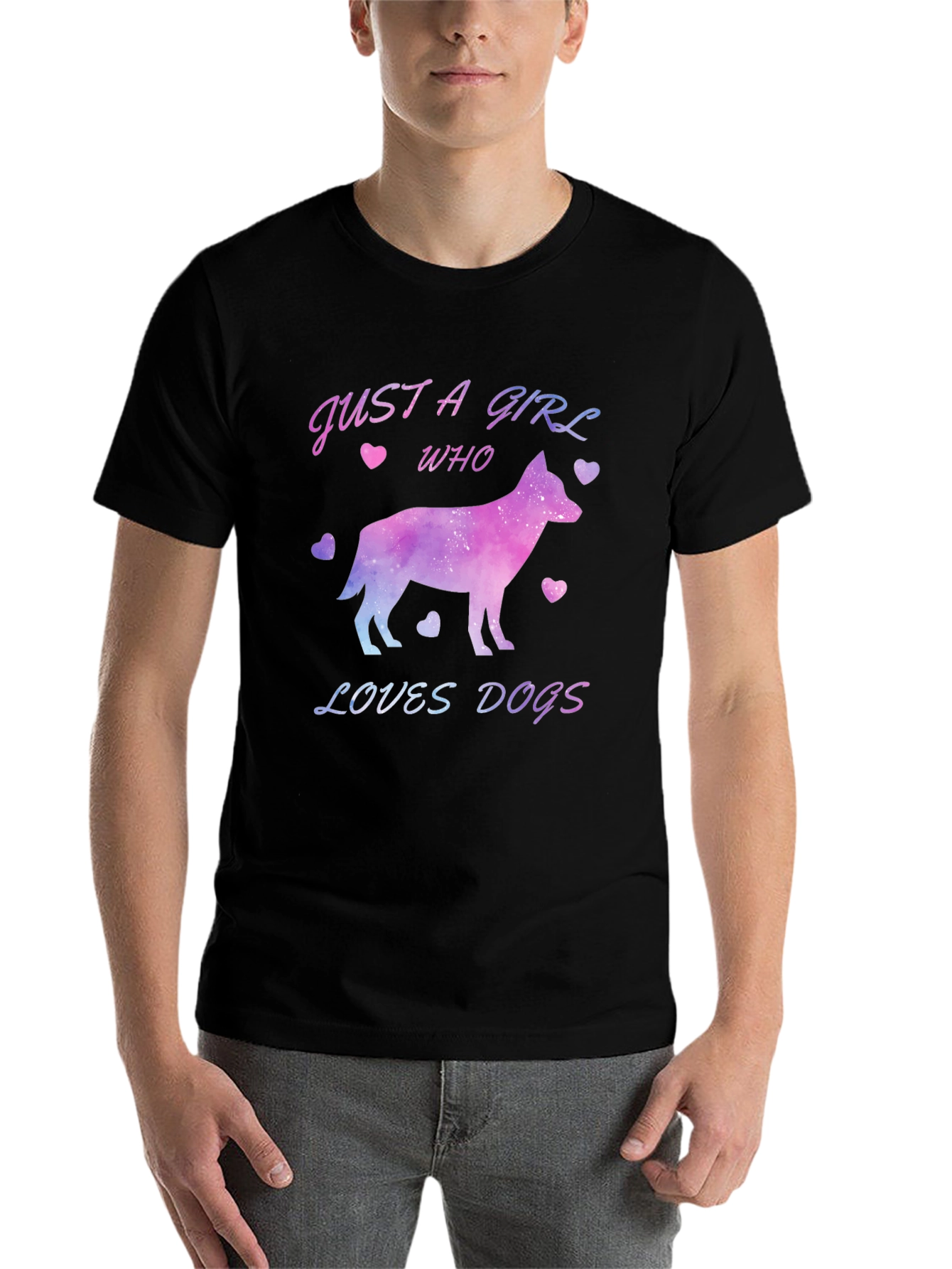 Black Just a Girl Who Loves Dogs T-Shirt view 7