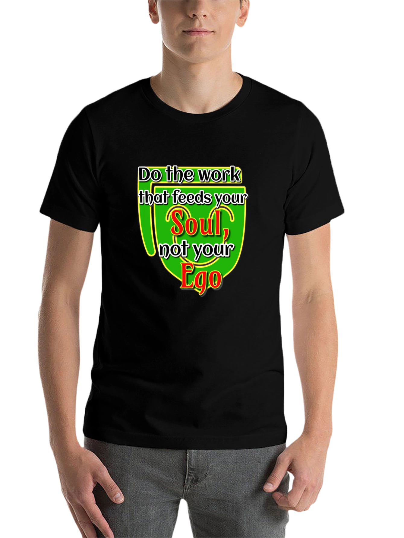 Black Soul Over Ego Graphic Tee - Motivational T-Shirt view 7