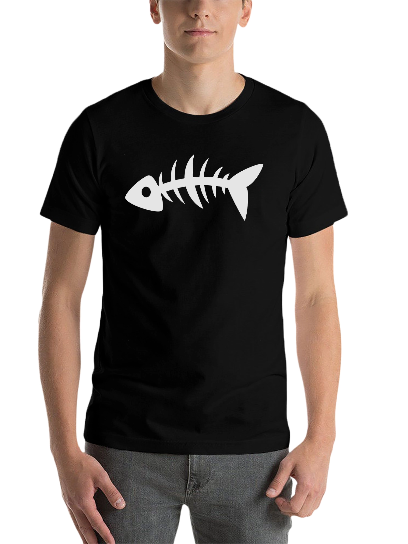Black Fishbone Graphic Tee - Casual Black T-Shirt view 7