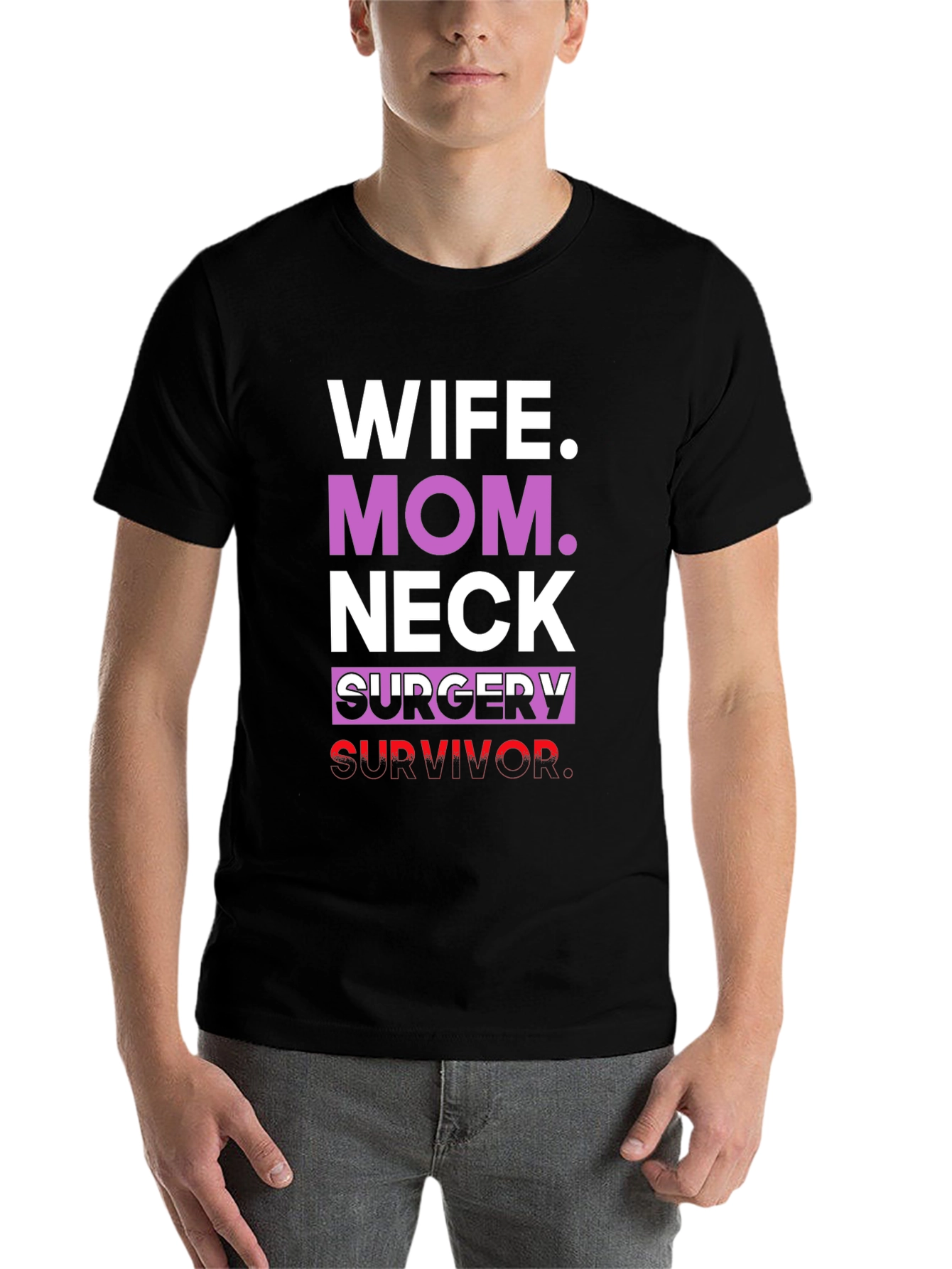 Black Wife Mom Neck Surgery Survivor Graphic Tee view 7