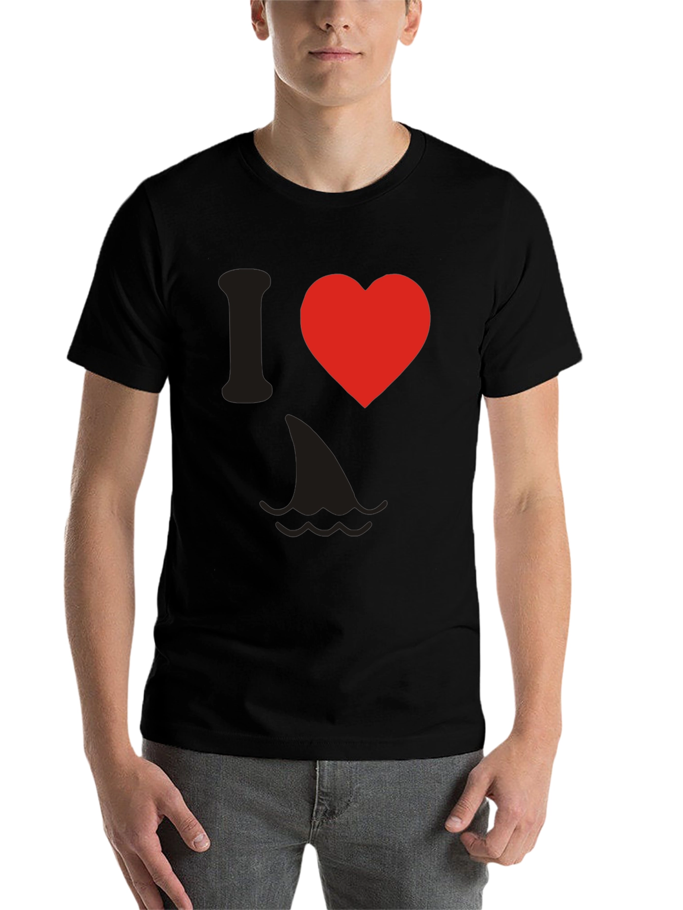 Black I Love Sharks T-Shirt - Novelty Graphic Tee view 7