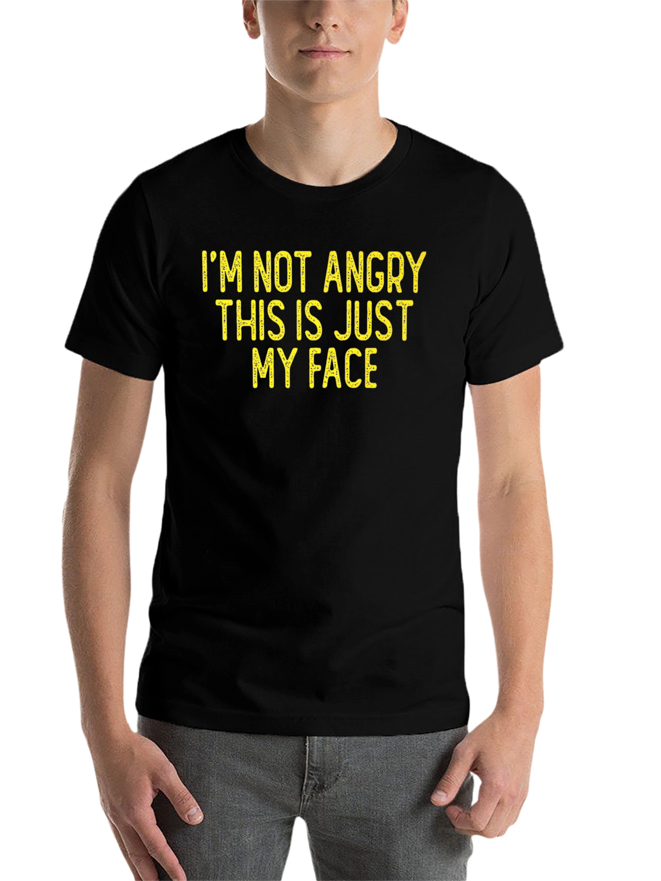 Black Funny Slogan Tee - I'm Not Angry, This is Just My Face! view 7