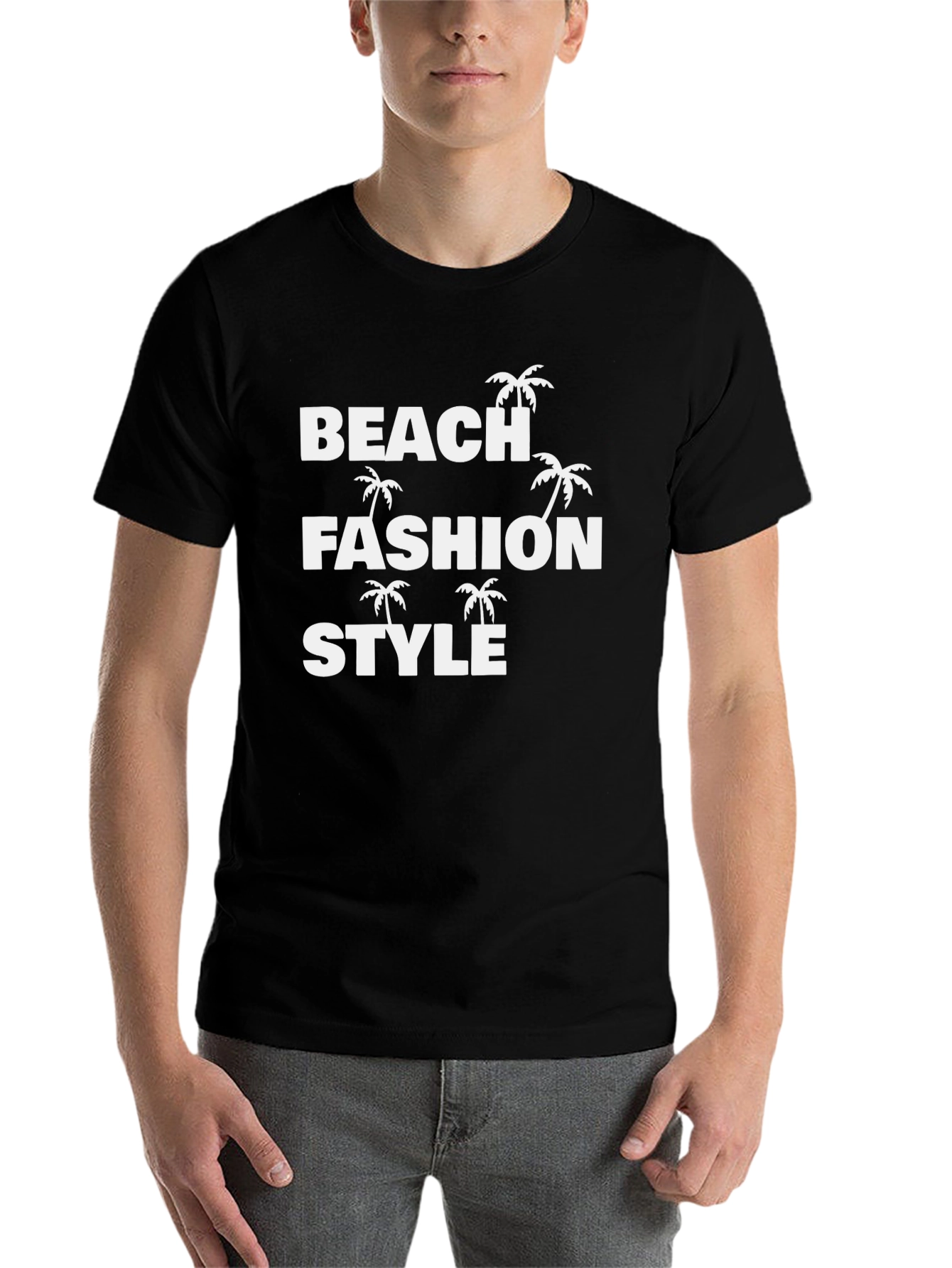 Black Beach Fashion Style Black Graphic T-Shirt view 7