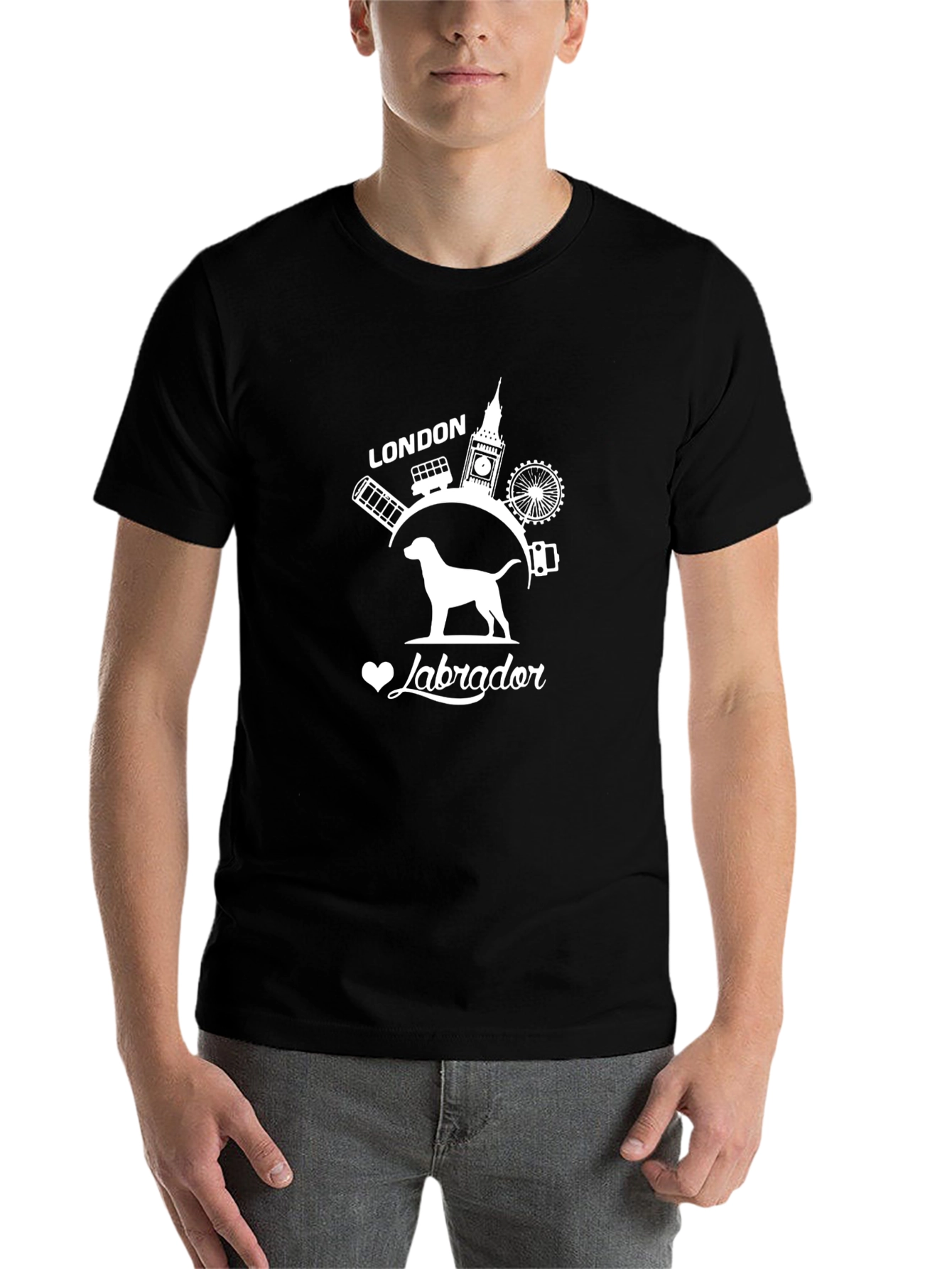 Black London Labrador Graphic Tee - Black Cotton T-Shirt view 7