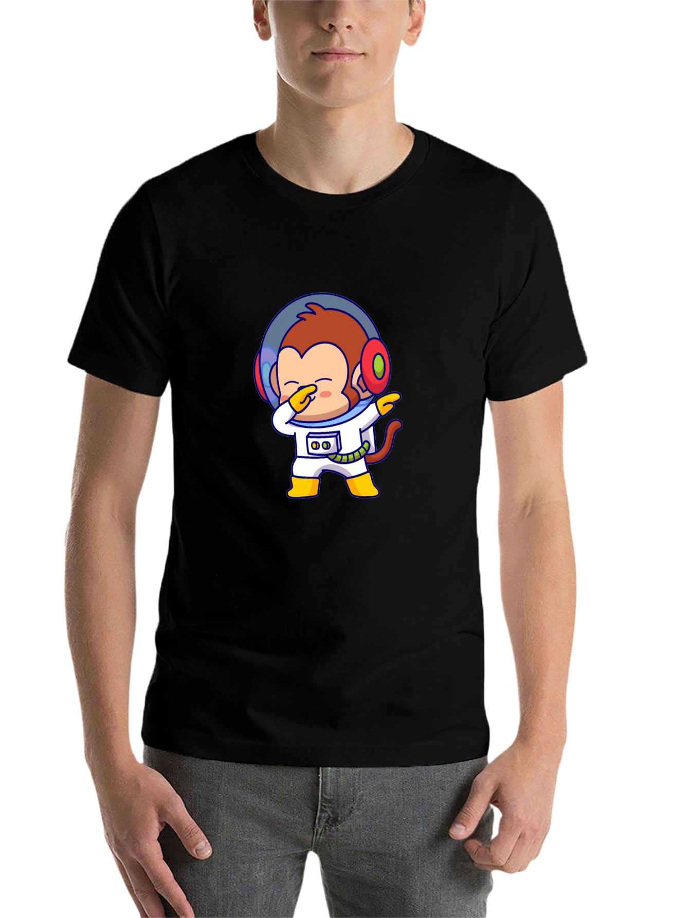Black Monkey Astronaut T-Shirt - Dabbin' in Space! view 7