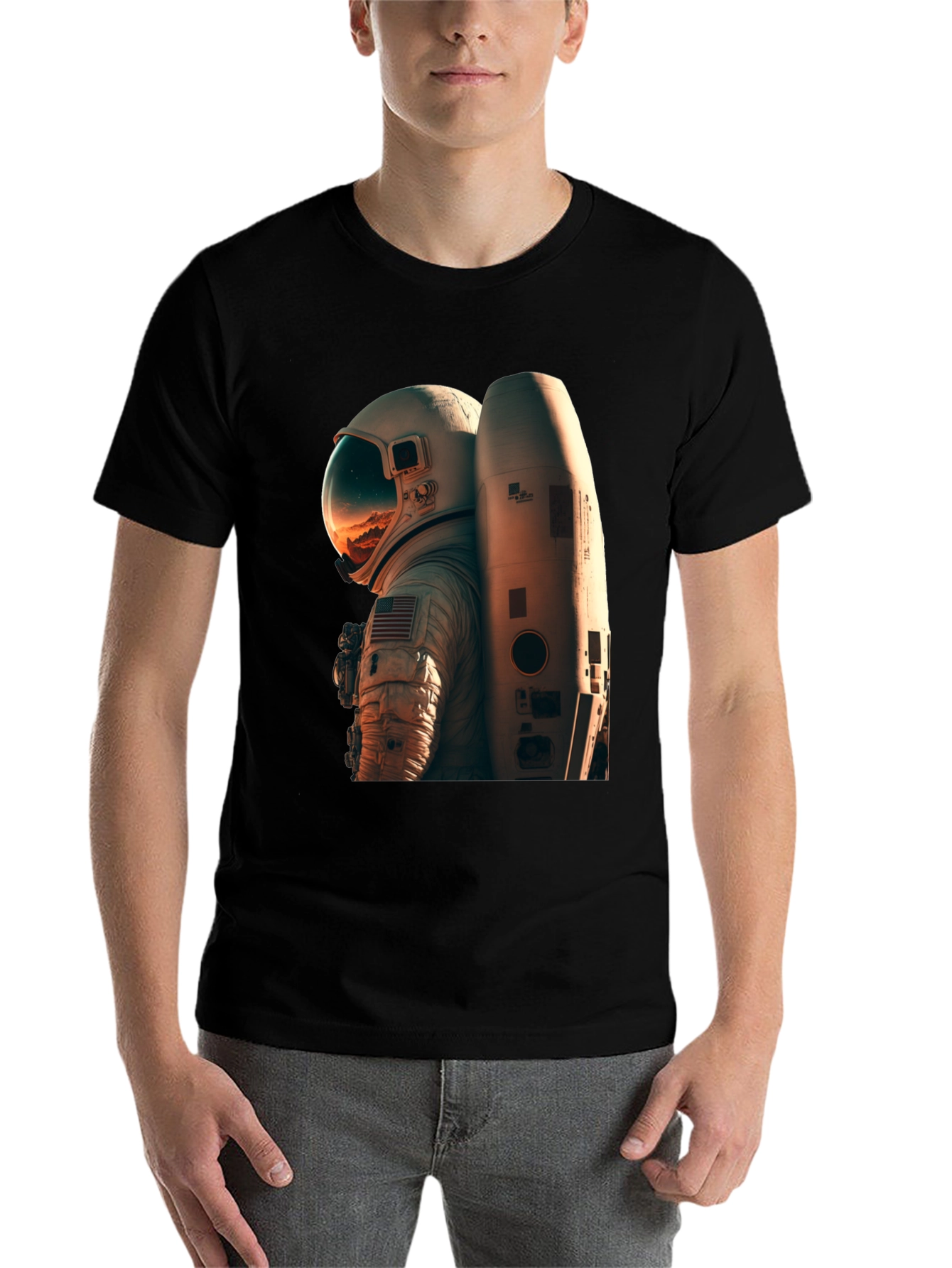 Black Astronaut Graphic Tee - Black Unisex T-Shirt view 7