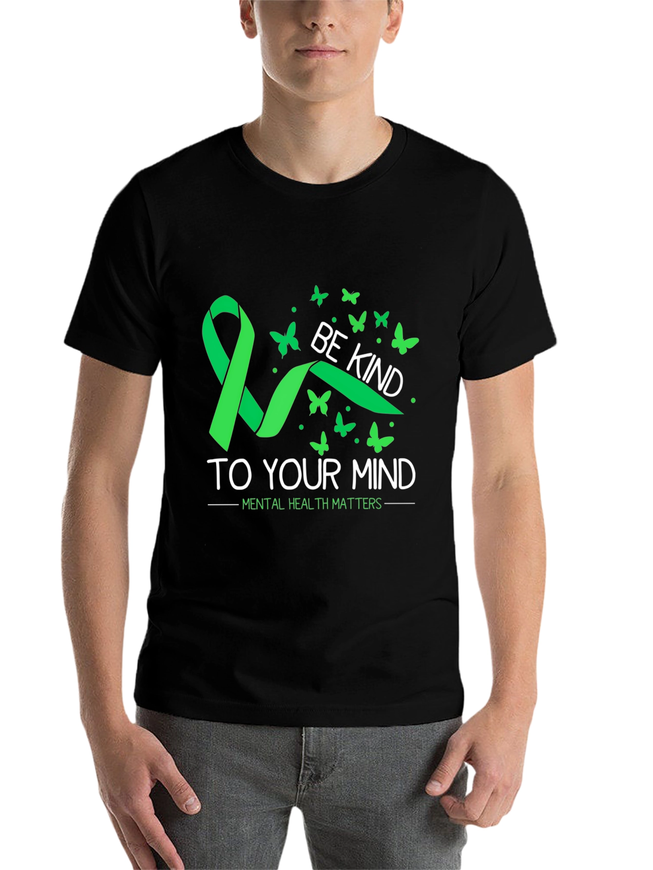 Black Be Kind to Your Mind Mental Health Matters T-Shirt view 7