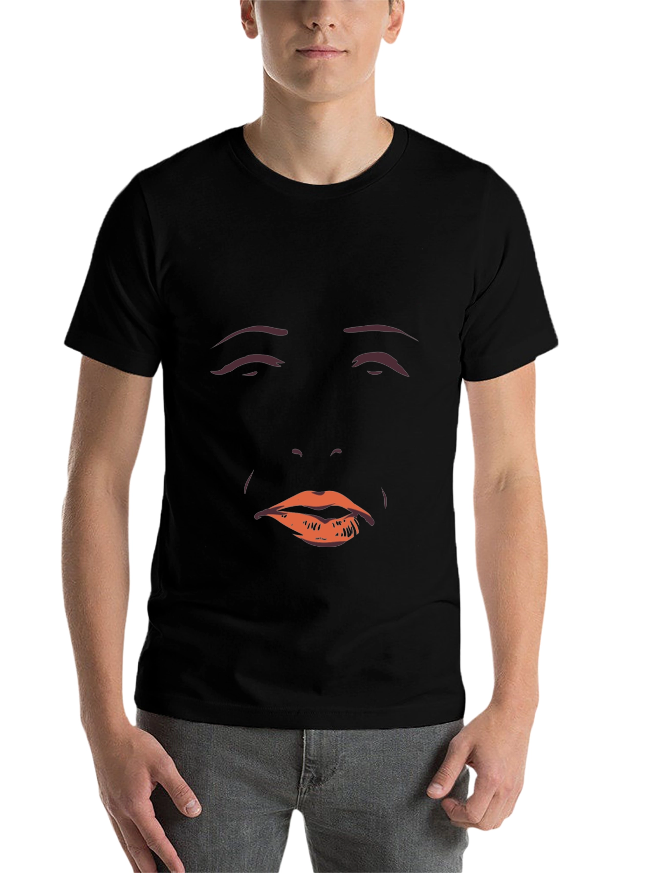 Black Mysterious Face Graphic Tee - Unisex Soft Cotton T-Shirt view 7